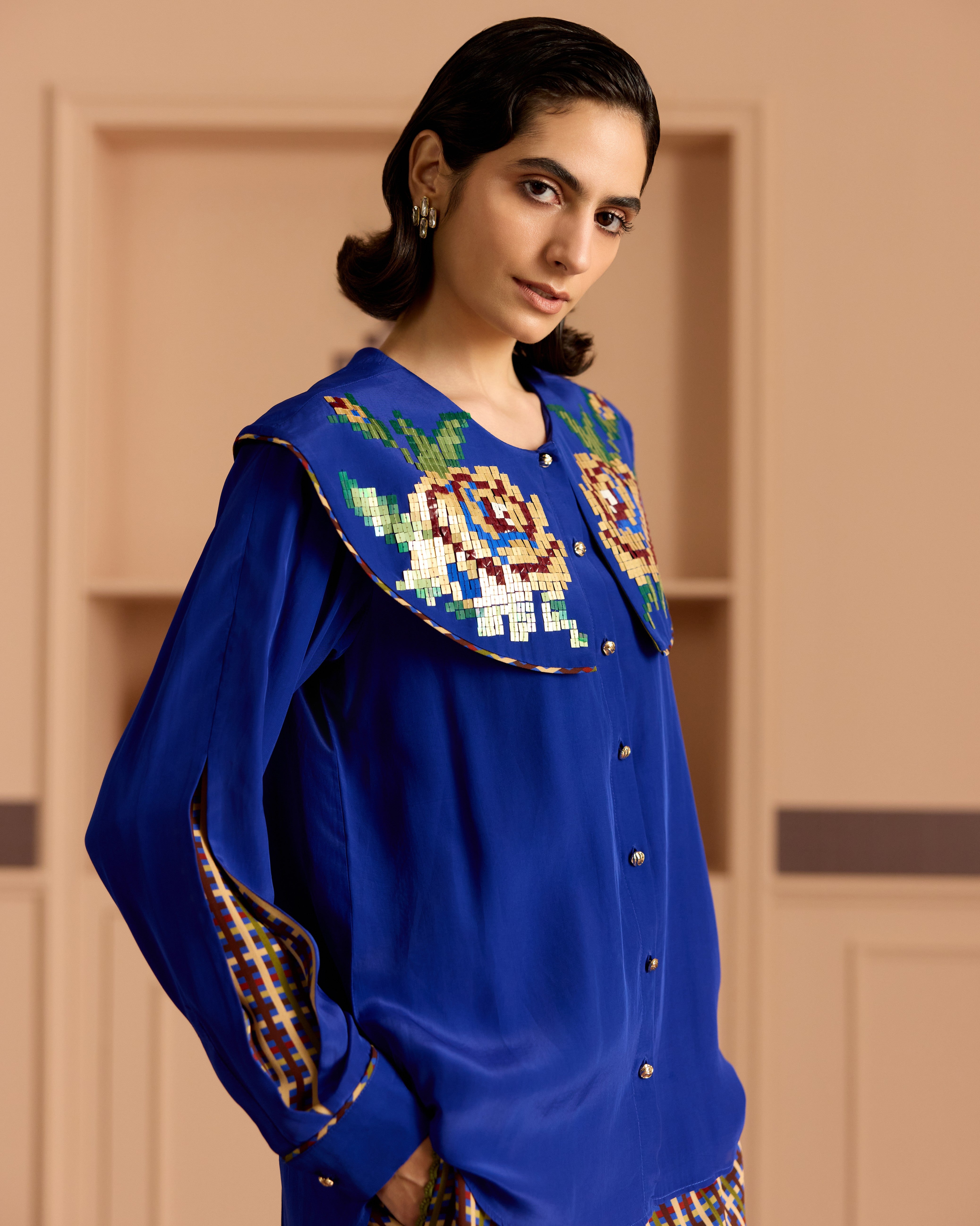 Blue Peter Pan Collar Shirt