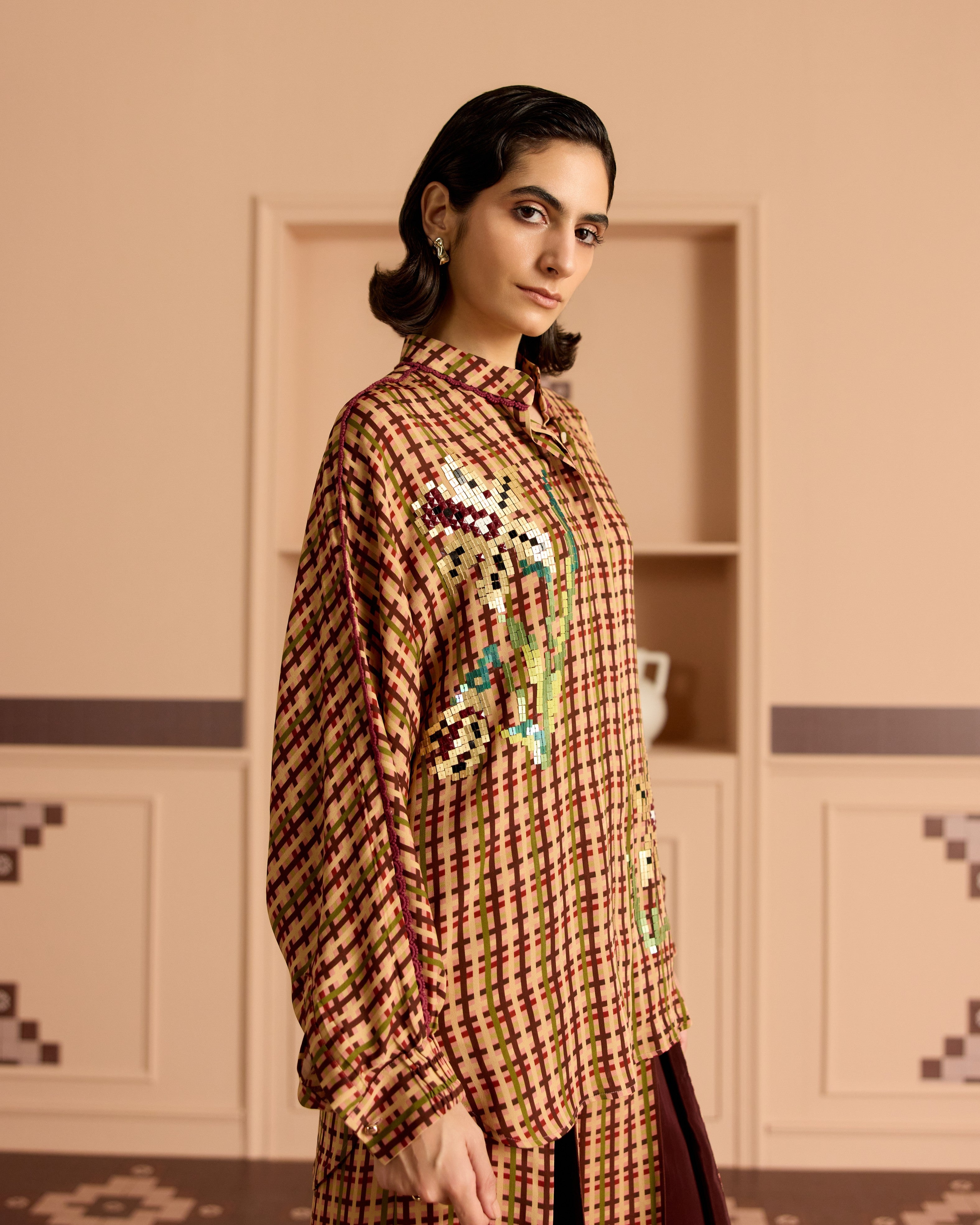 BURGANDY KIMONO SHIRT