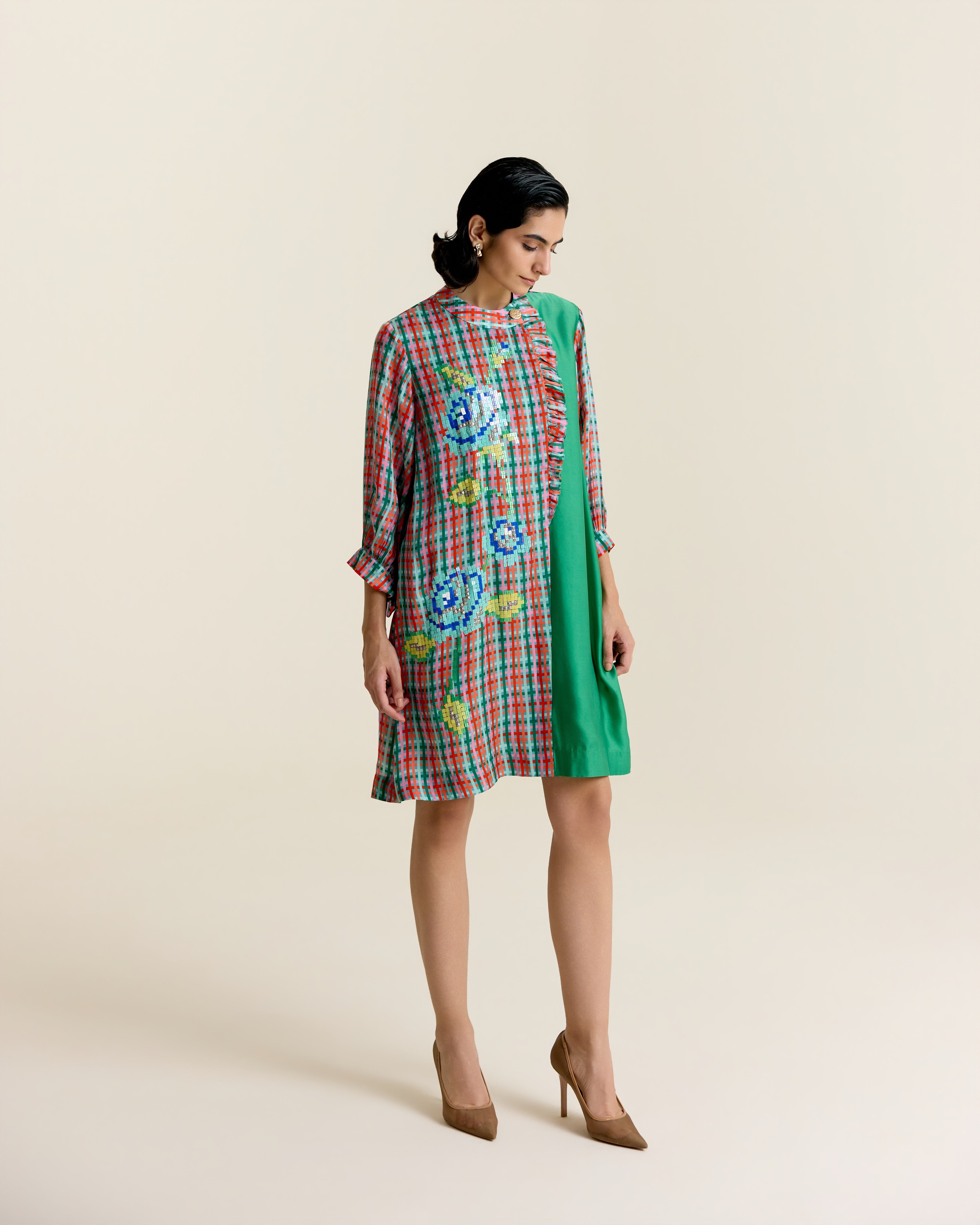 MINT FRILL SHIRT DRESS
