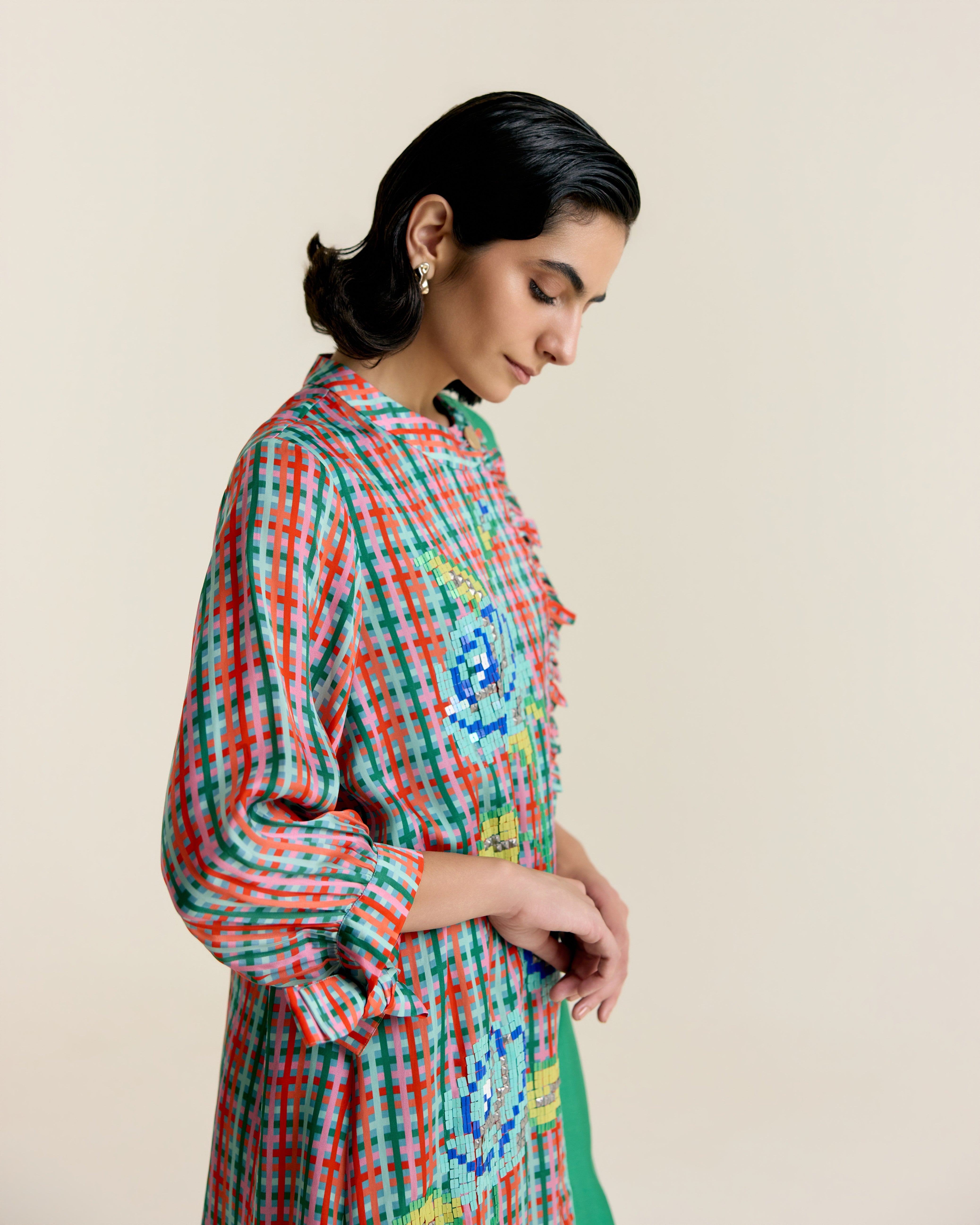 MINT FRILL SHIRT DRESS