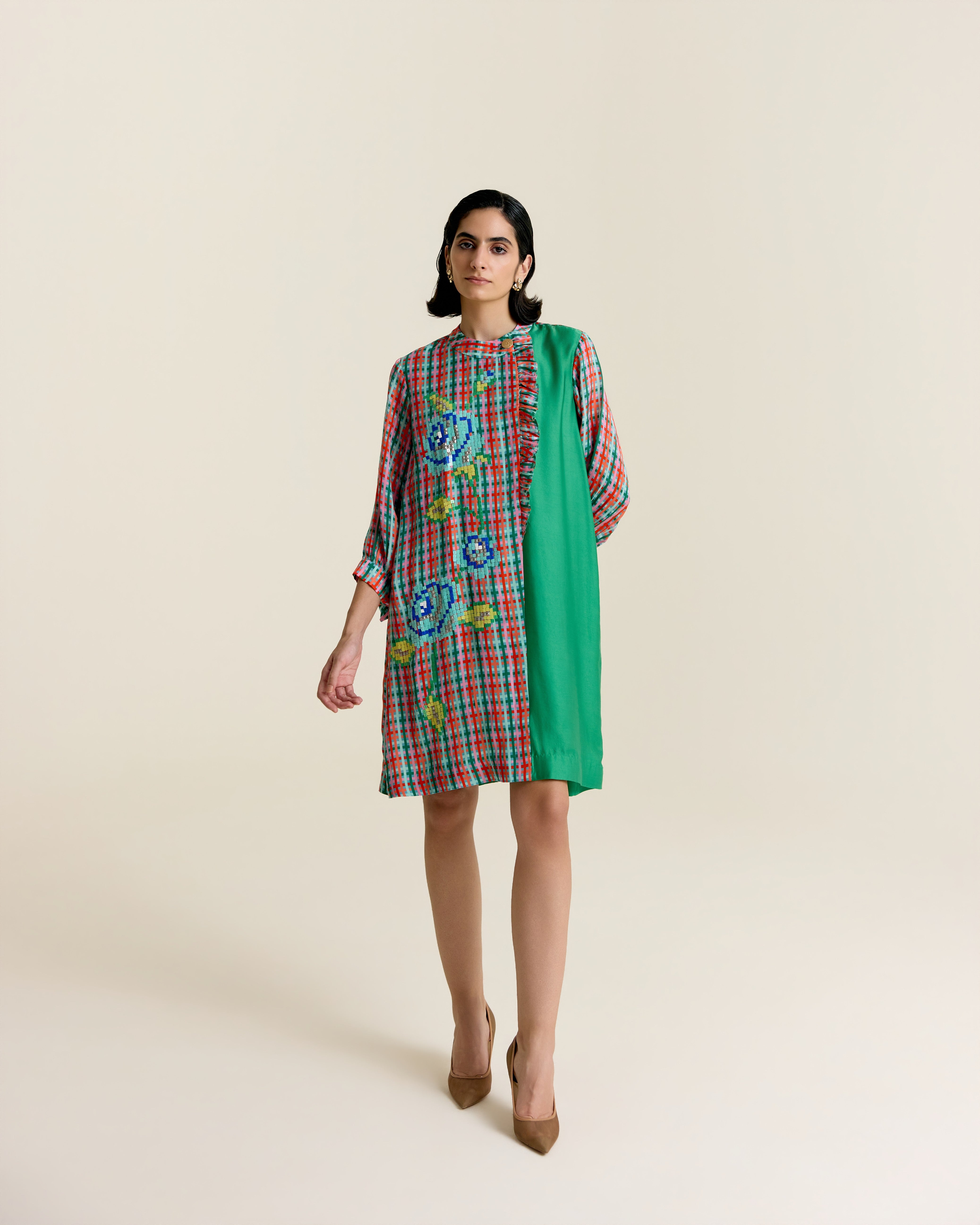 MINT FRILL SHIRT DRESS
