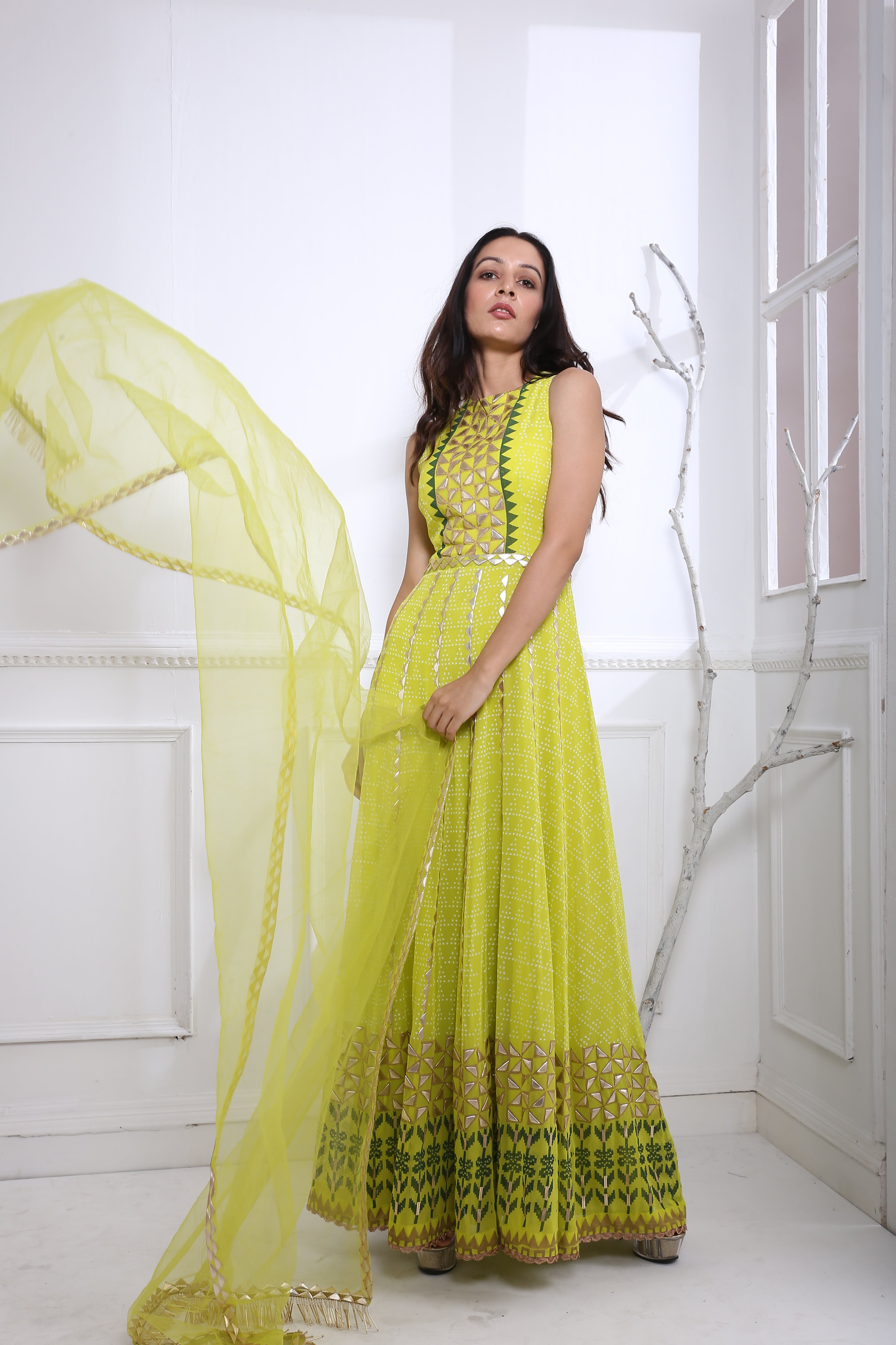 LIME FLOWER ANARKALI