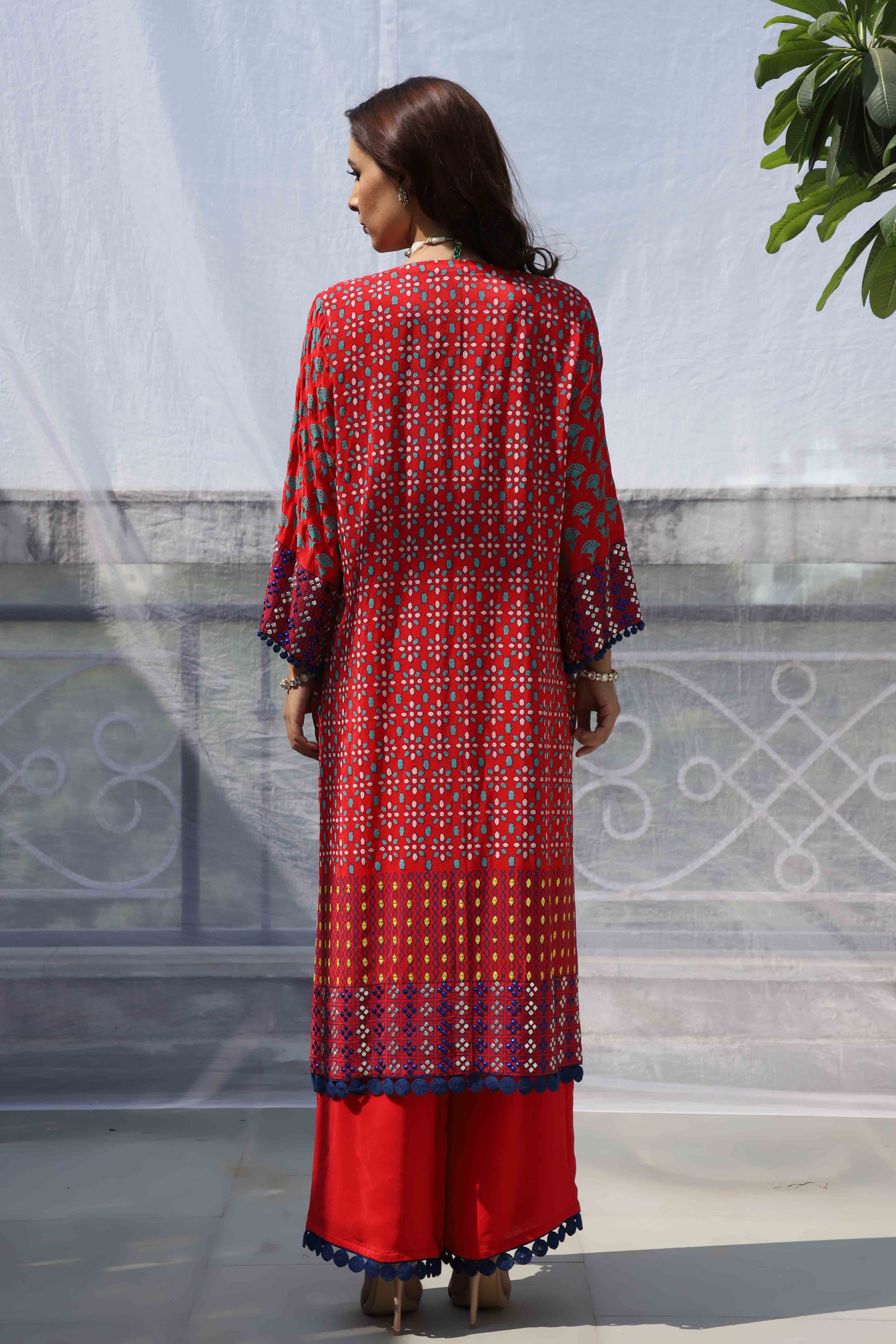 RED STRAIGHT KURTA