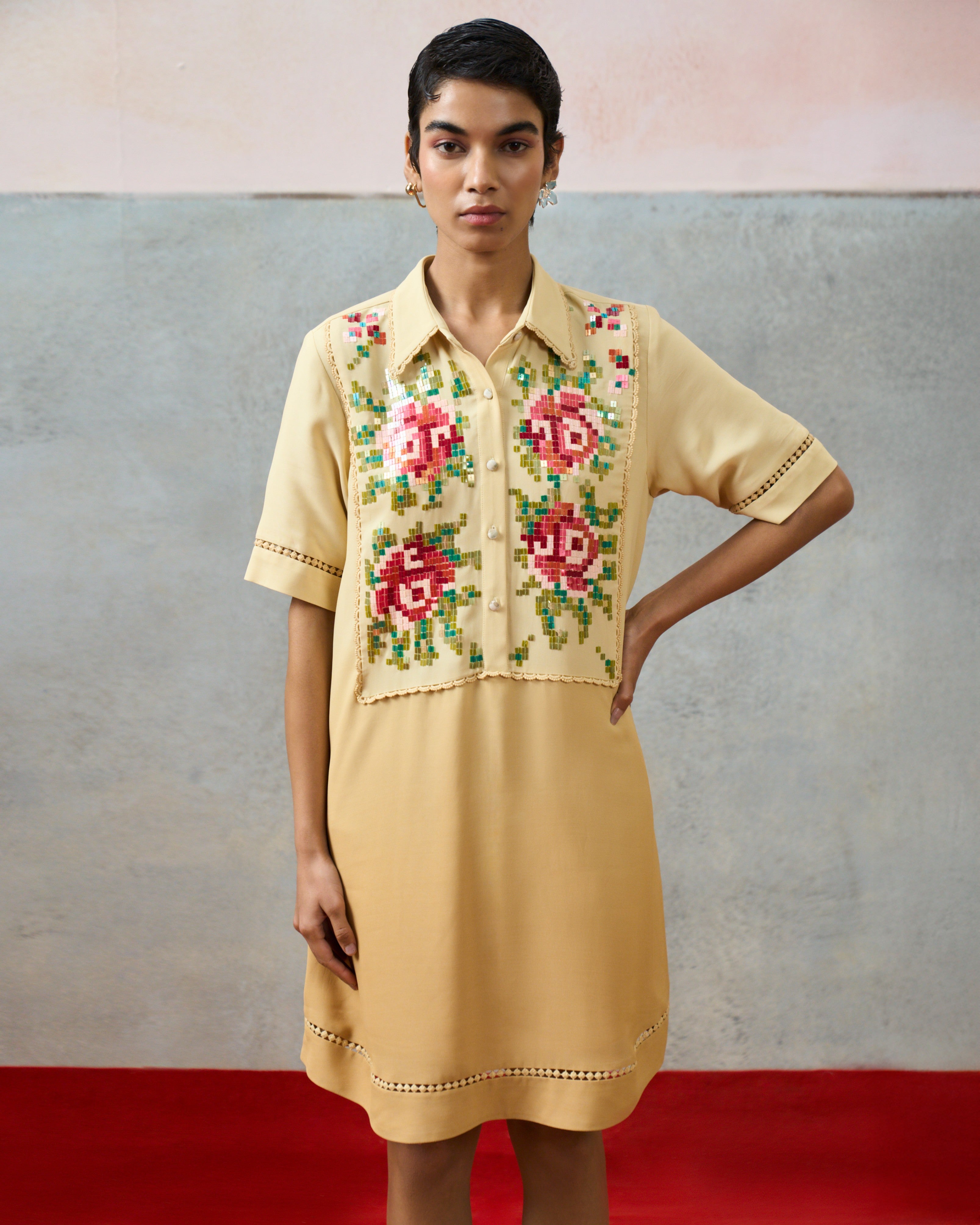 PONZA SHIRT DRESS BIEGE