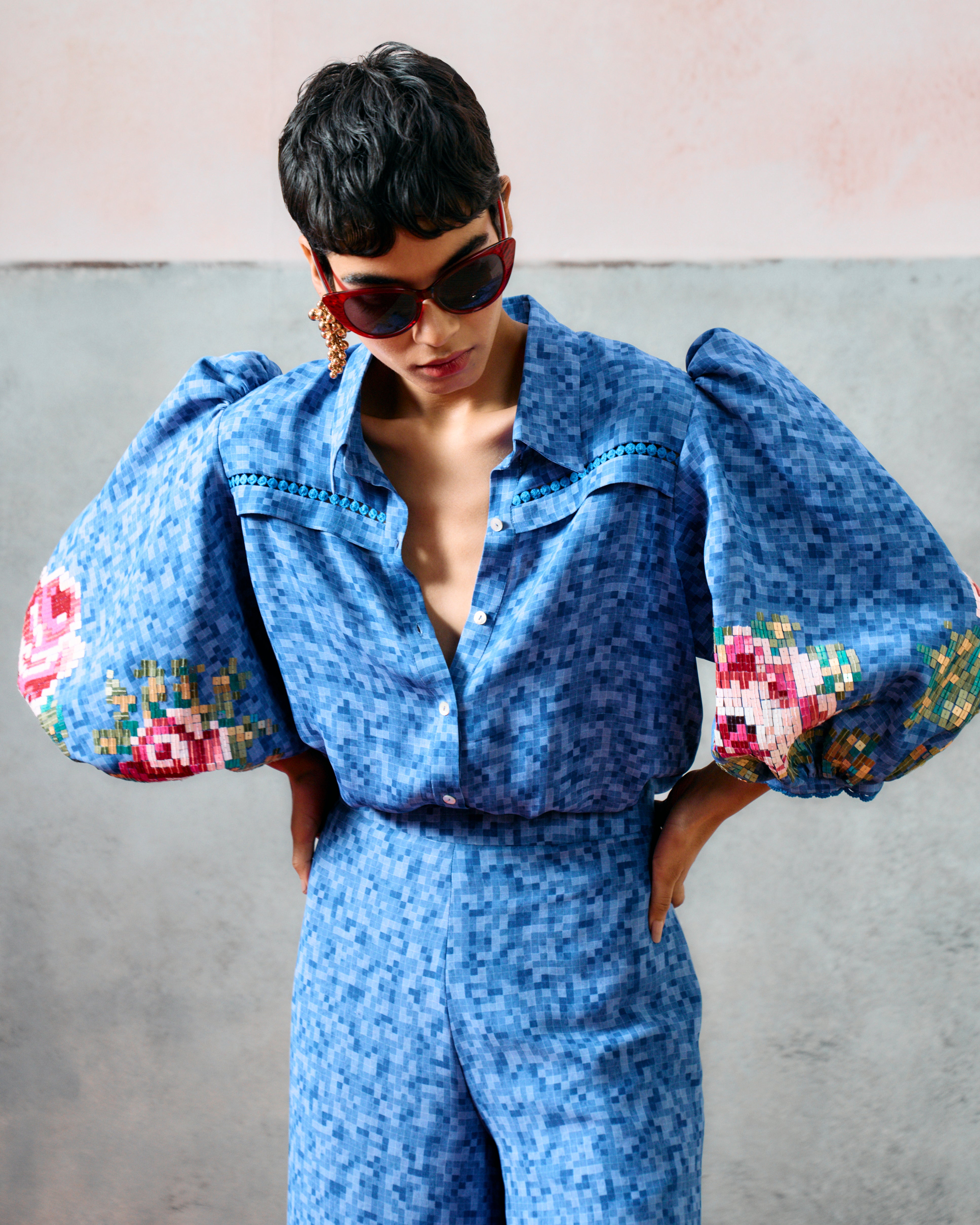 CAPRI BALLOON SHIRT BLUE