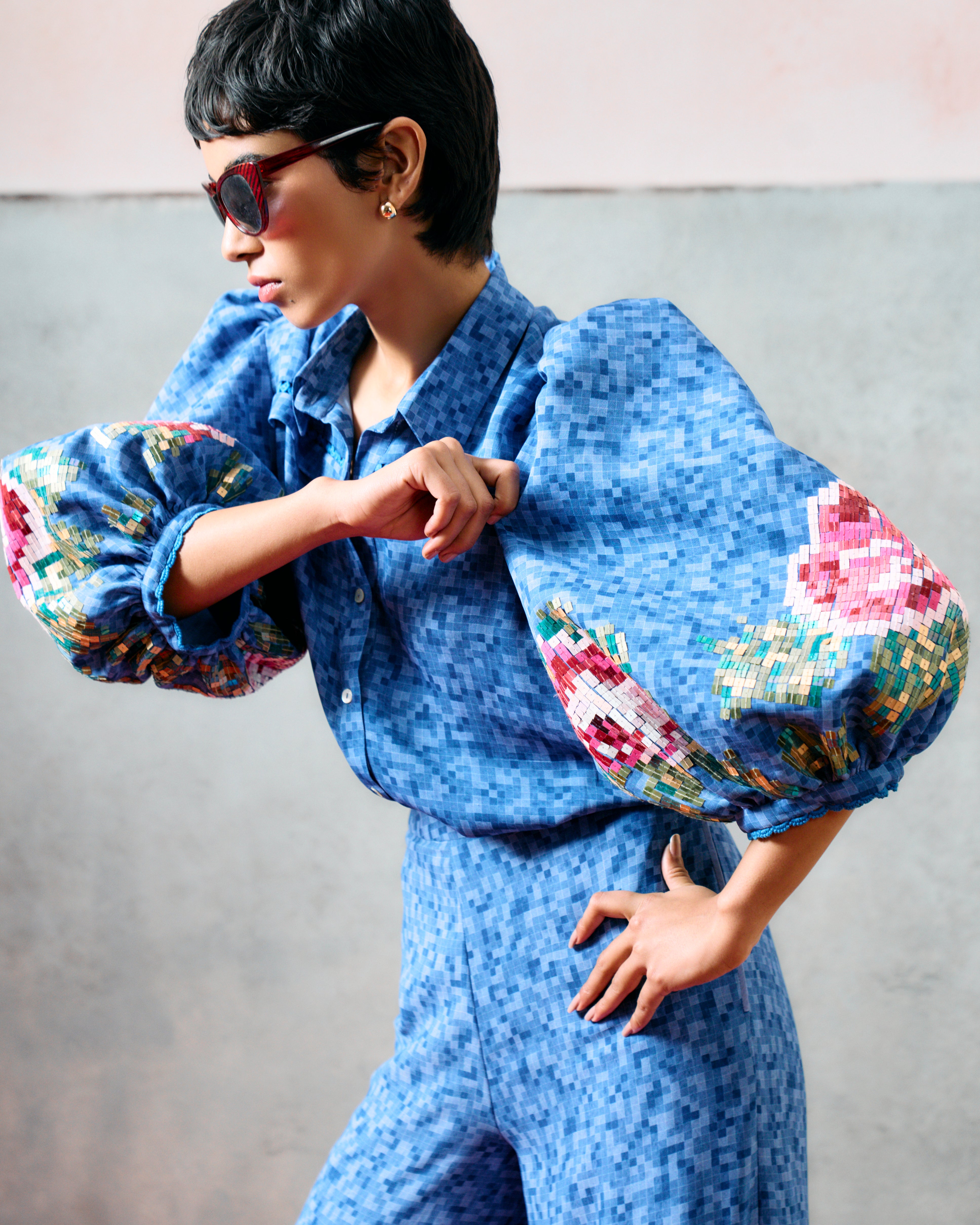 CAPRI BALLOON SHIRT BLUE