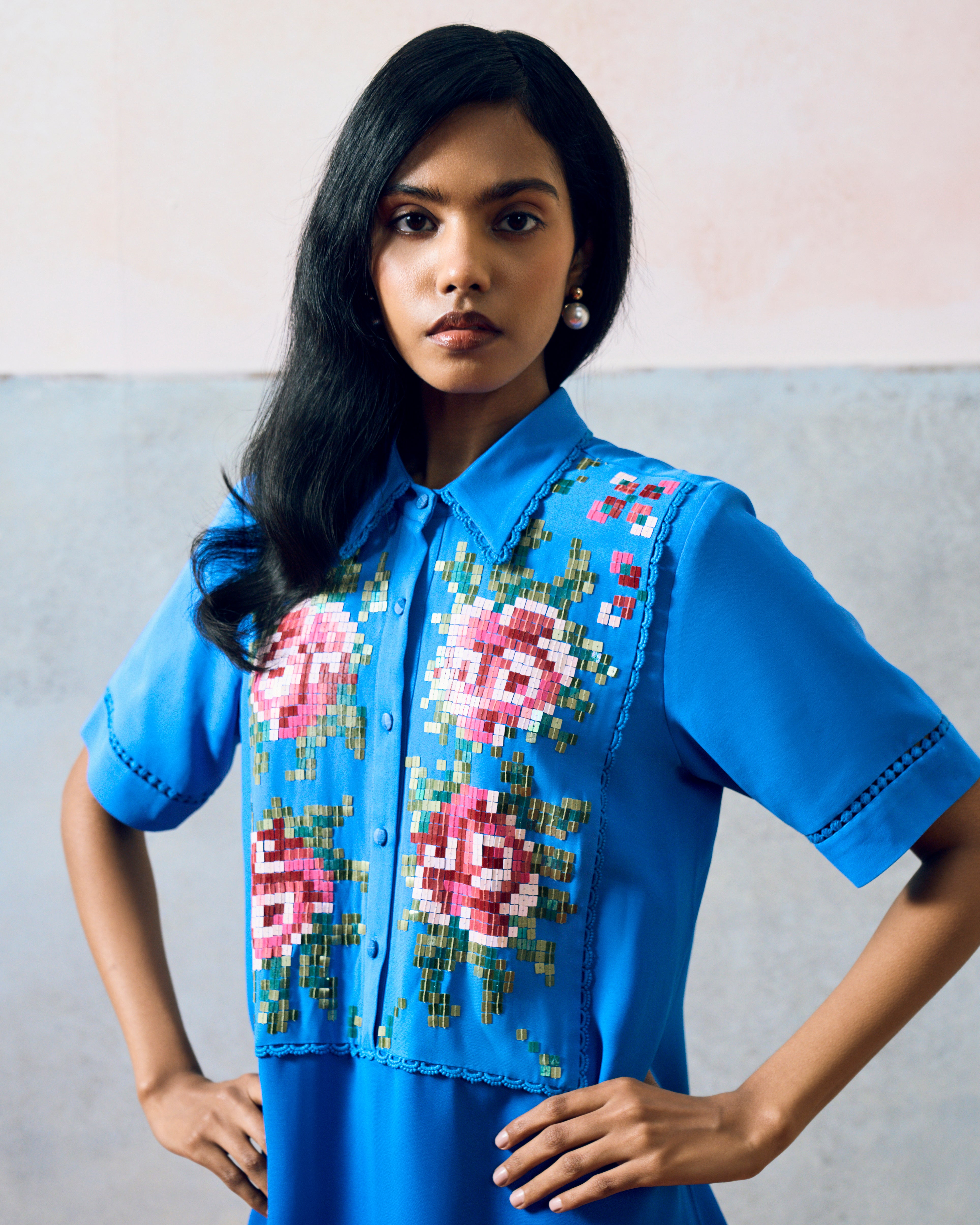 PONZA SHIRT DRESS BLUE