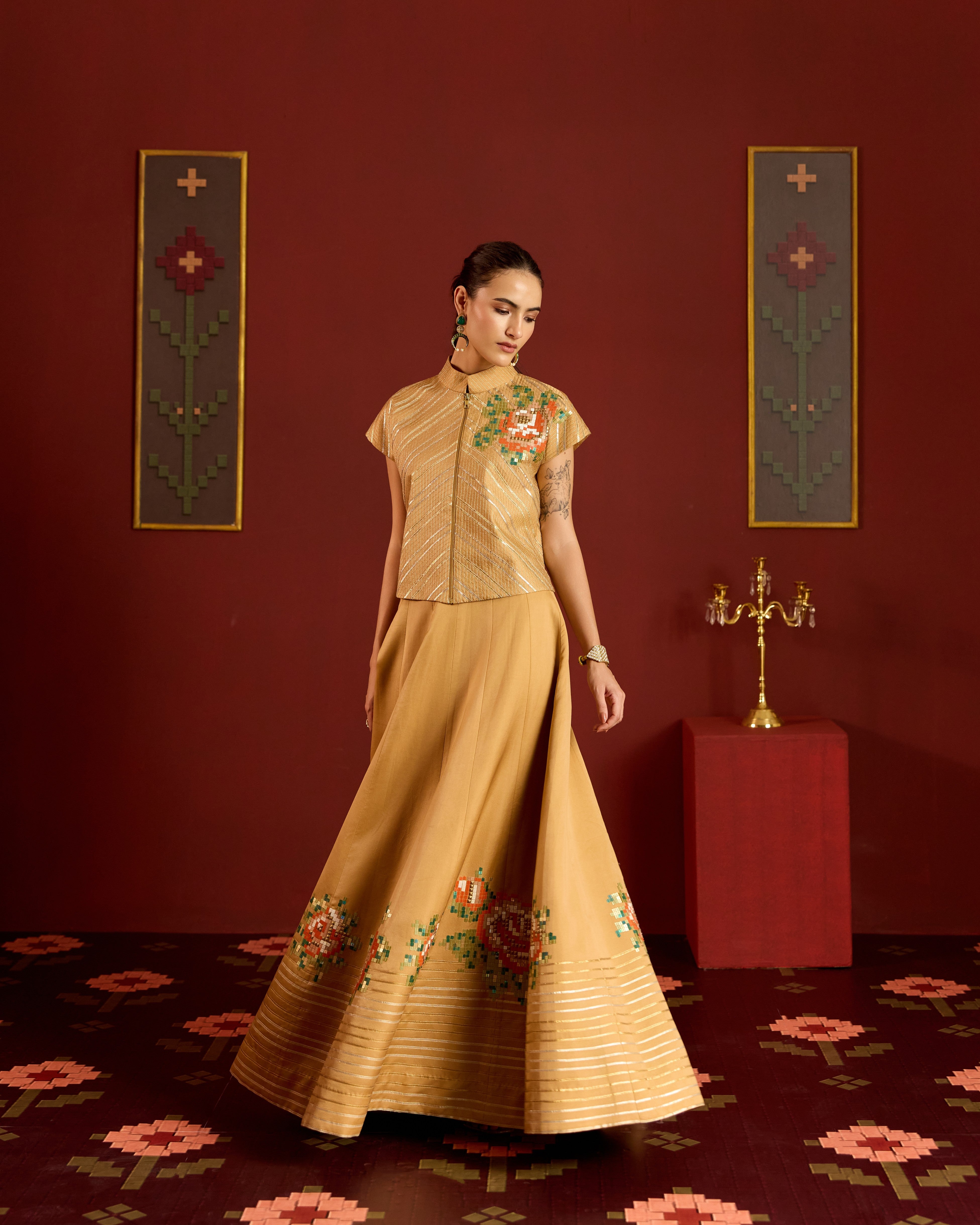 GOLD GOTA LEHNGA
