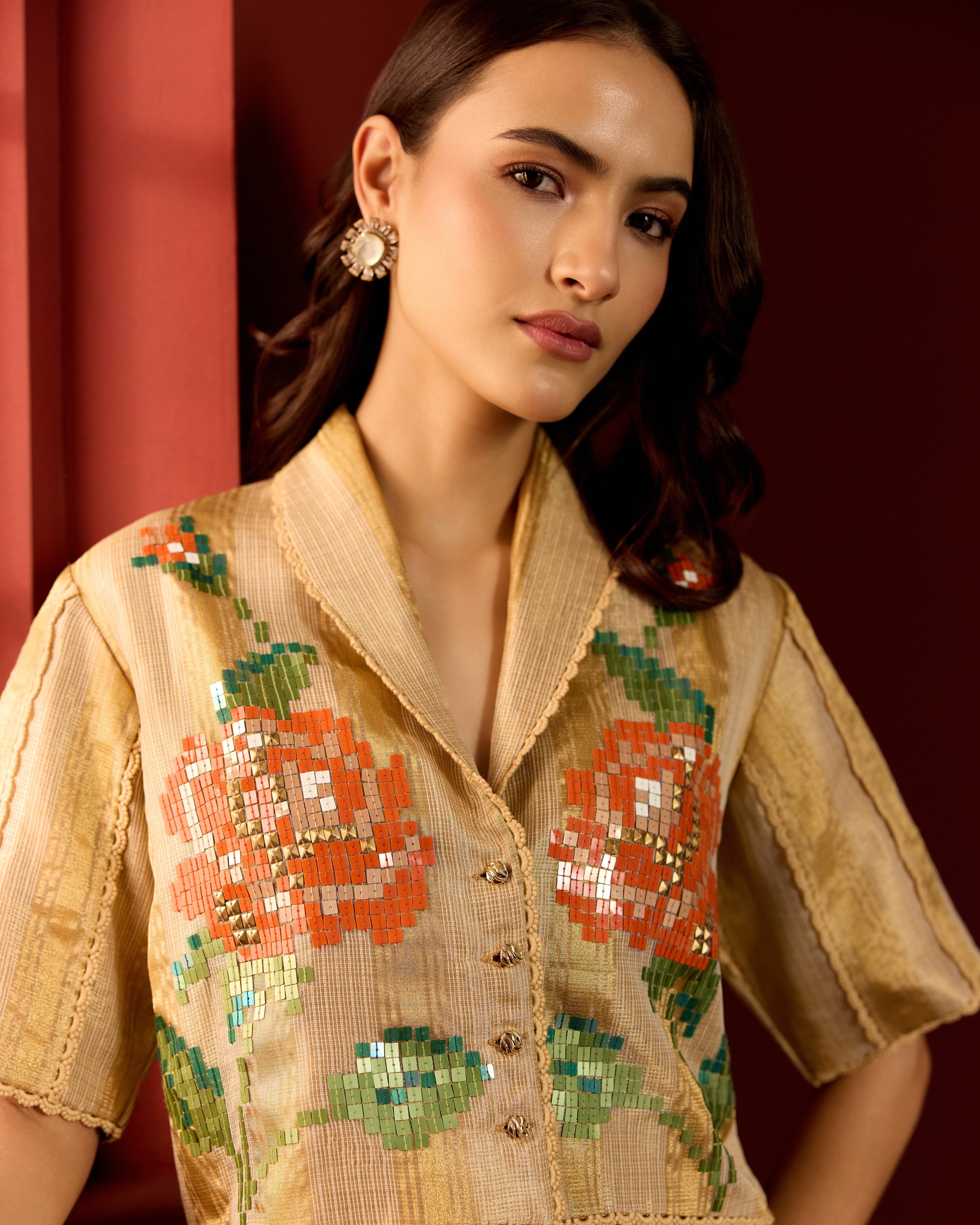 GOLD CROP BLAZER + SHARARA
