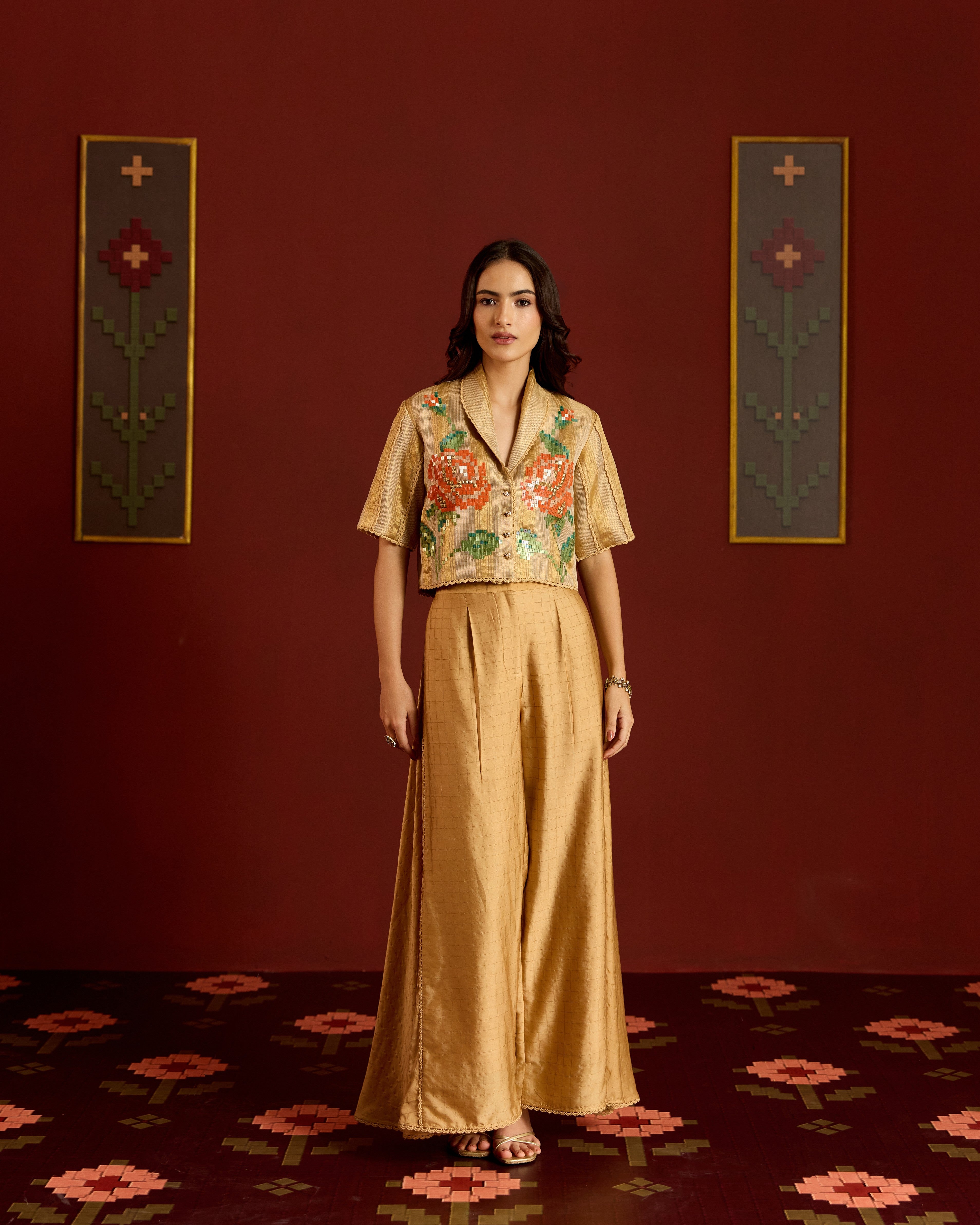 GOLD CROP BLAZER + SHARARA