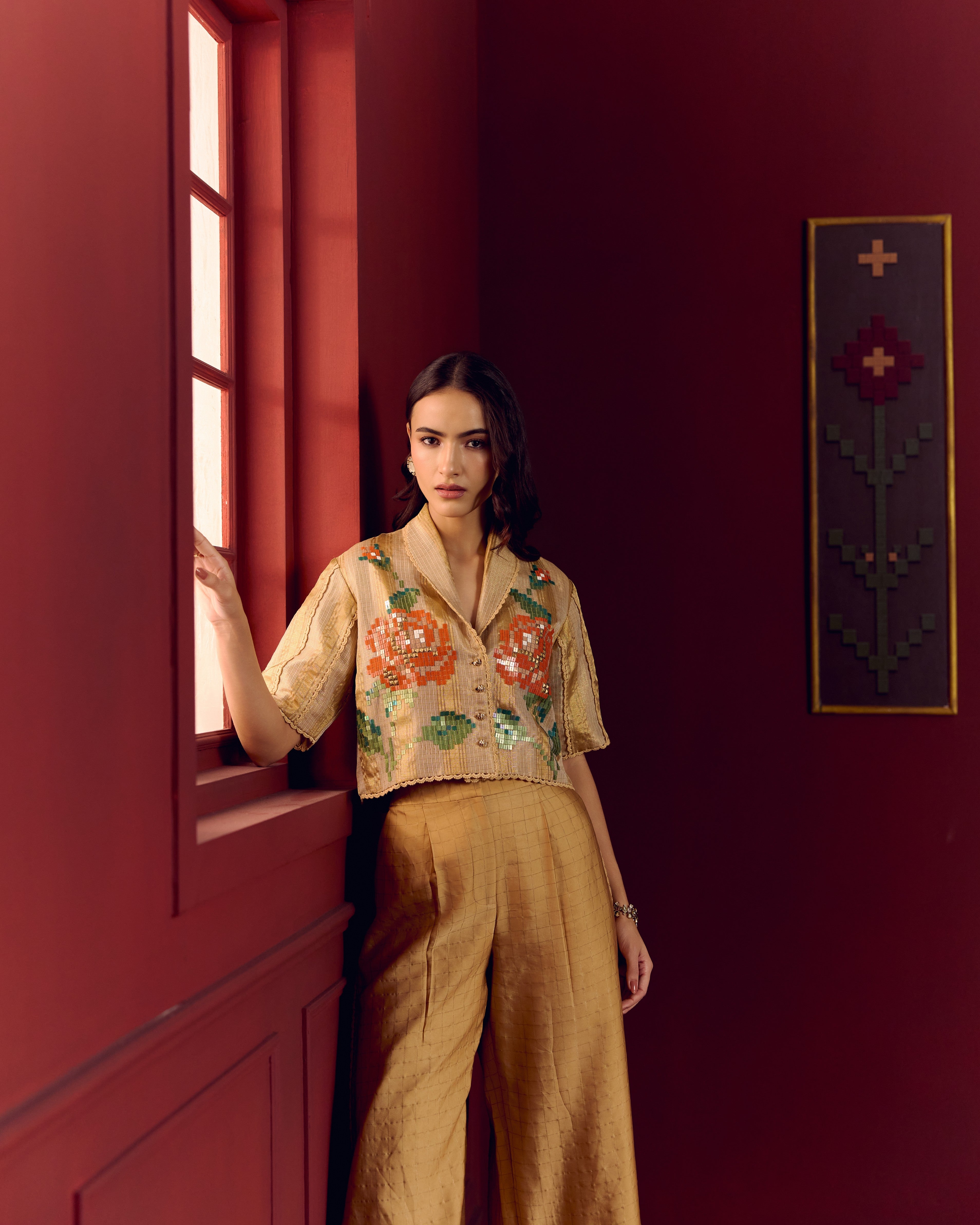 GOLD CROP BLAZER + SHARARA