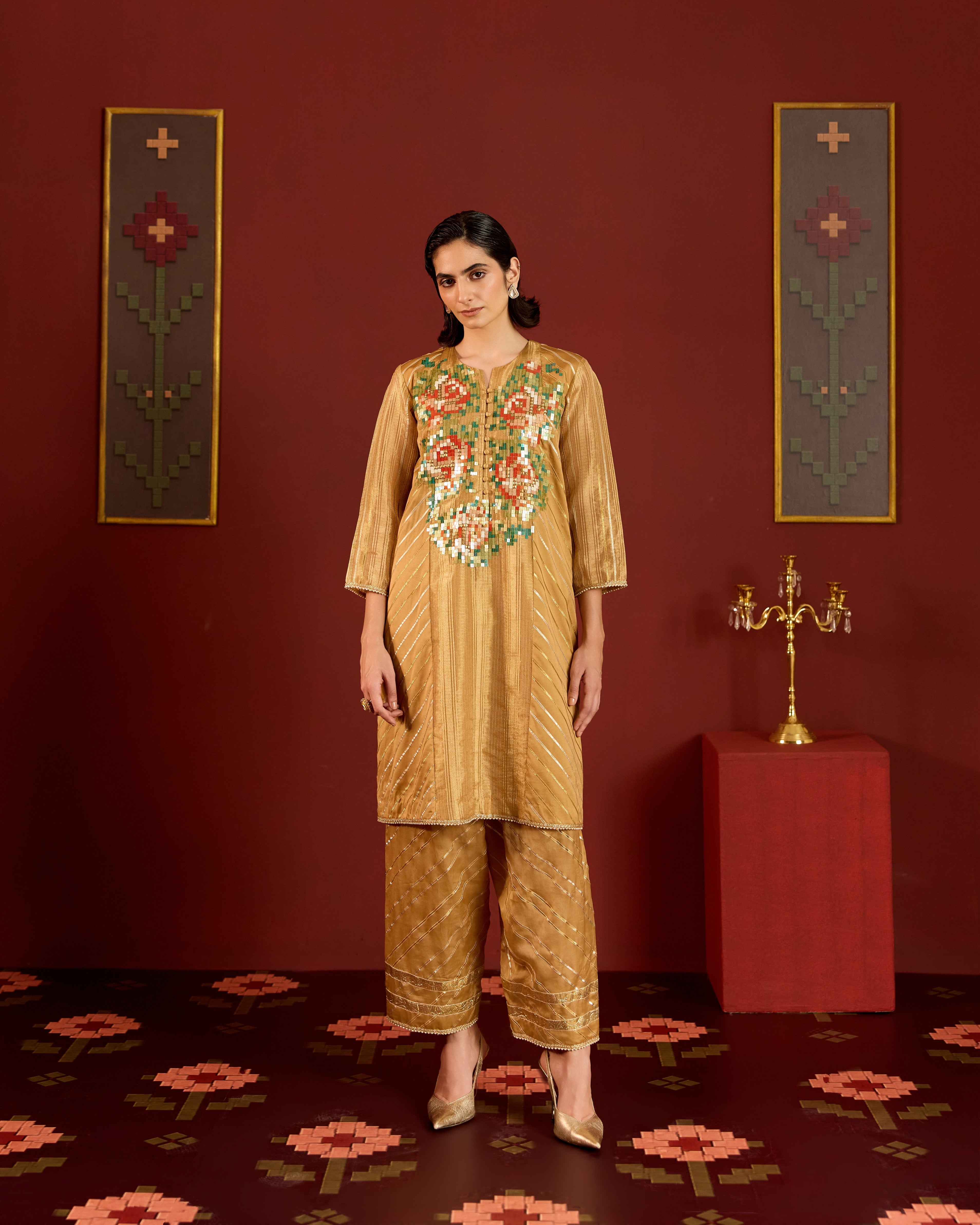 GOLD GOTA KURTA SET
