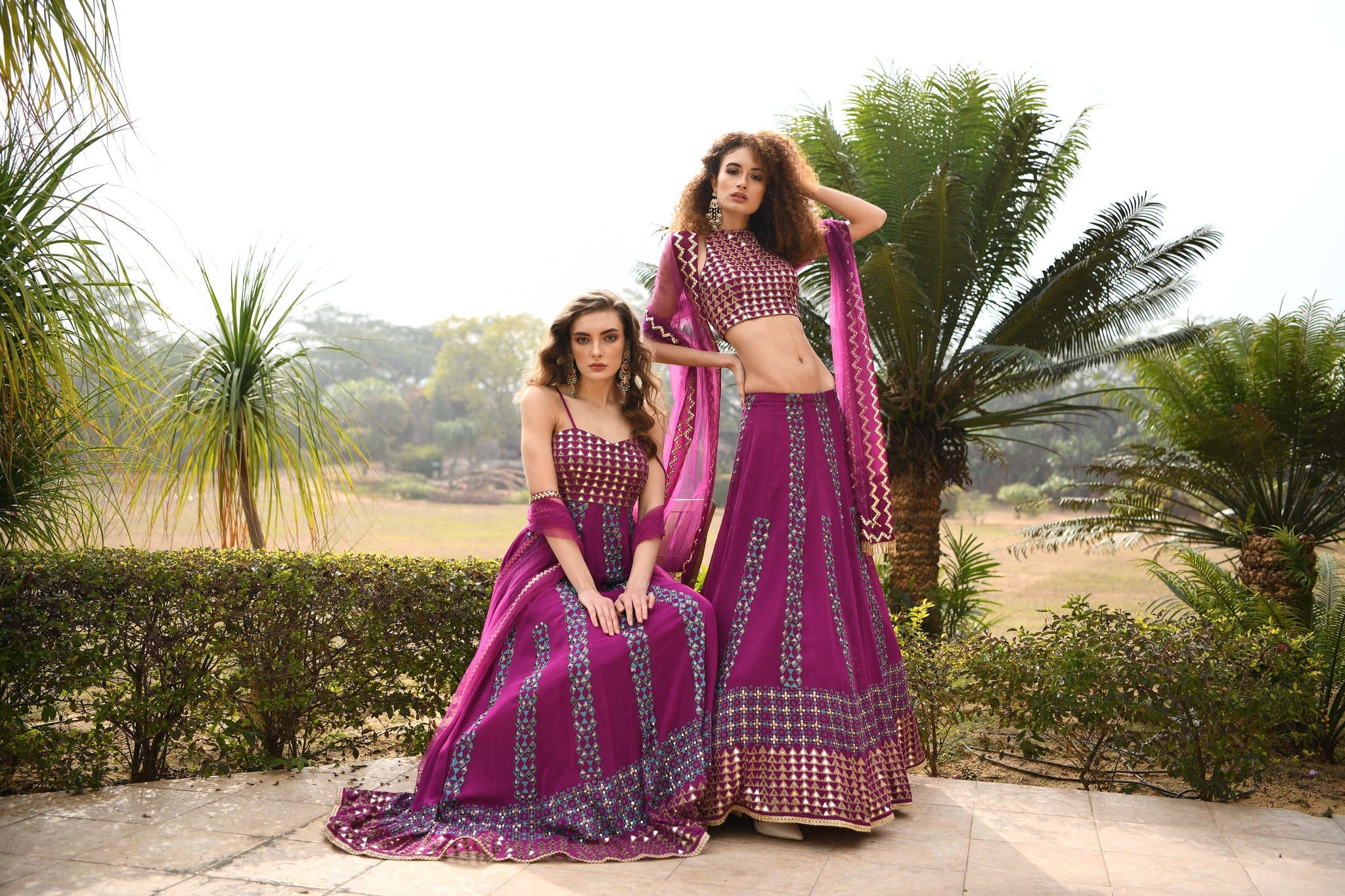 Triangle tessellation anarkali aubergine