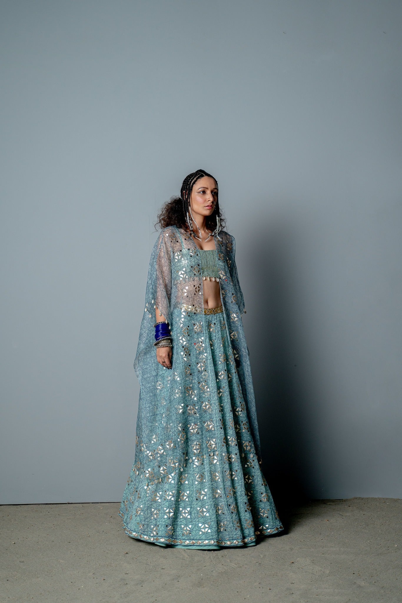 AQUA MOSAIC LEHNGA