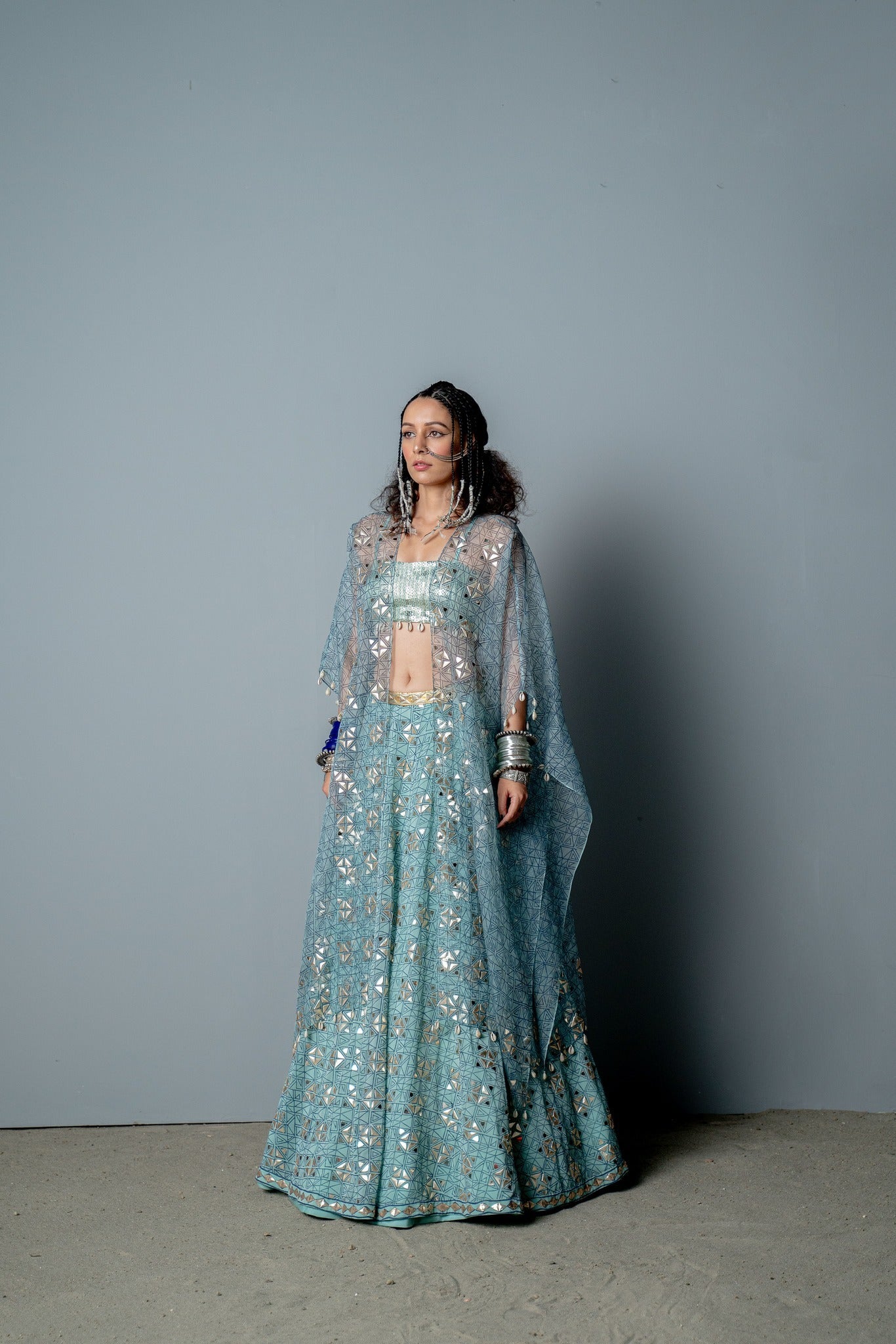 AQUA MOSAIC LEHNGA