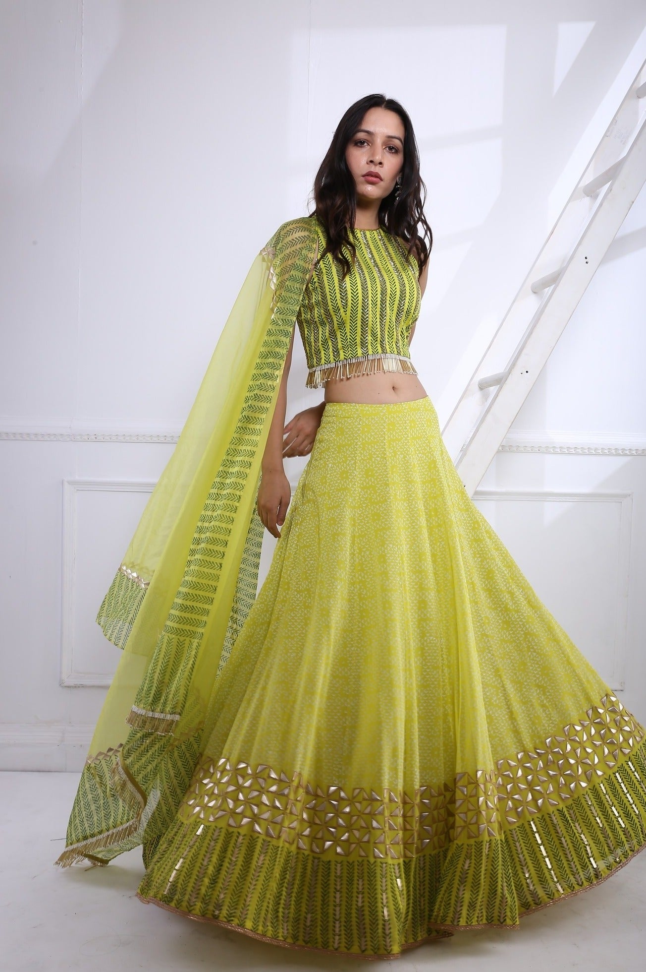 LIME GRASS LEHNGA