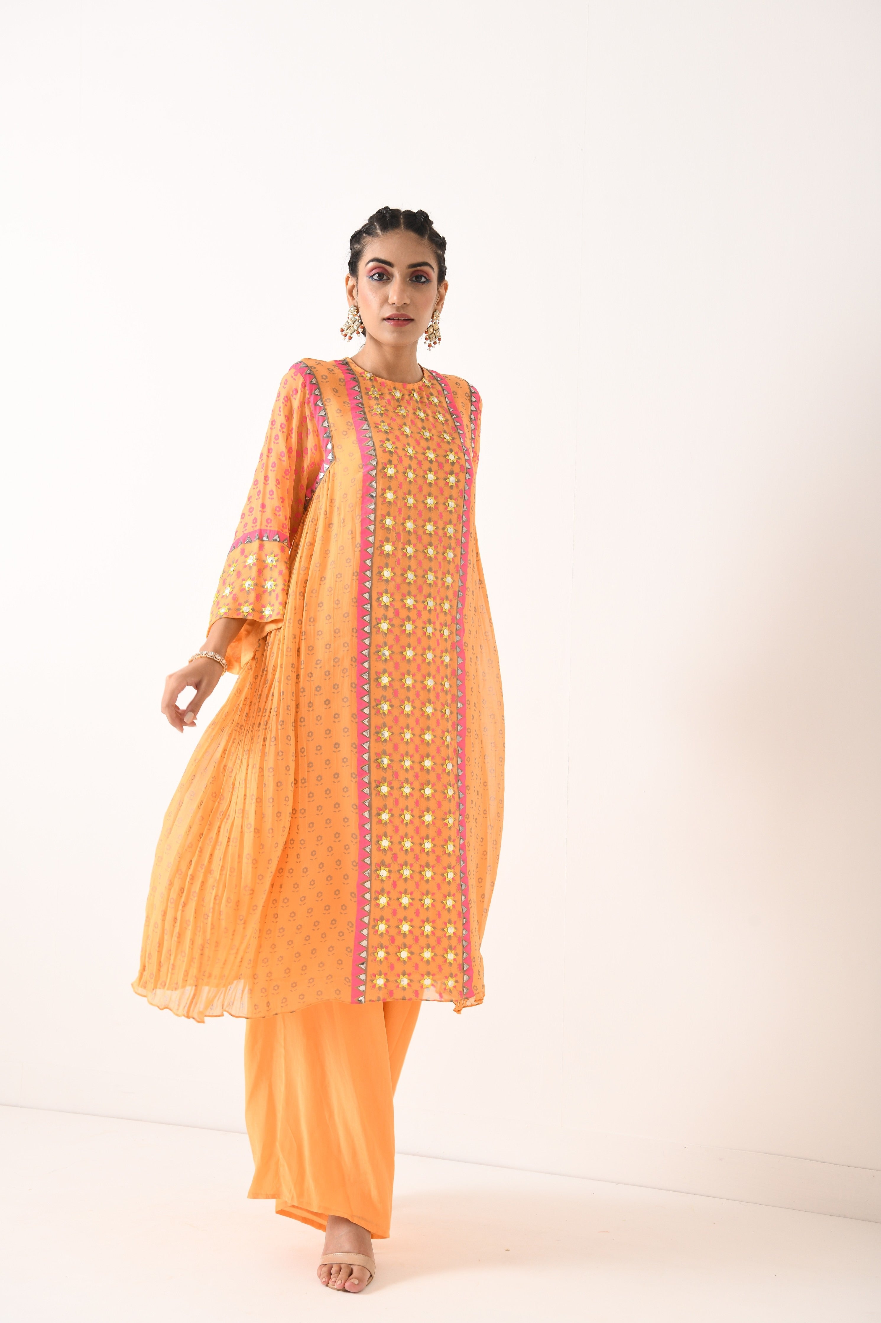 SORBET ORANGE STAR MOTIF CHOGA SET