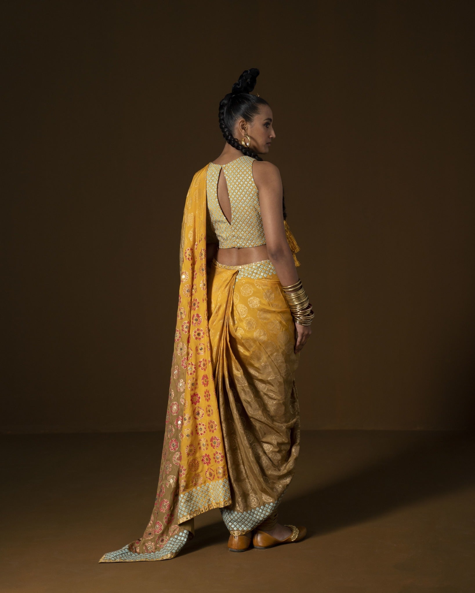 CHAKRA PHOOL SARI YELLOW