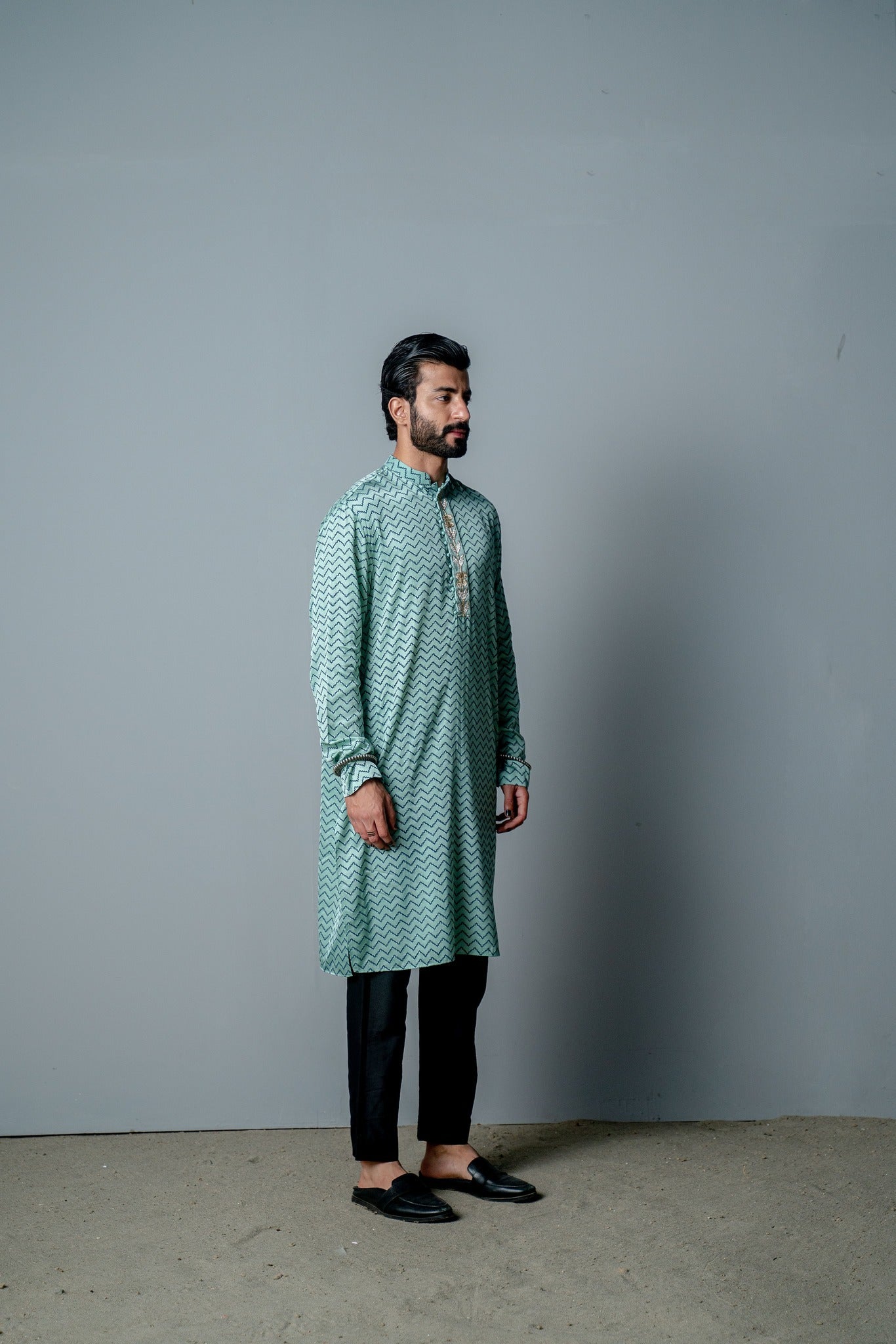 AQUA ZIG ZAG KURTA SET