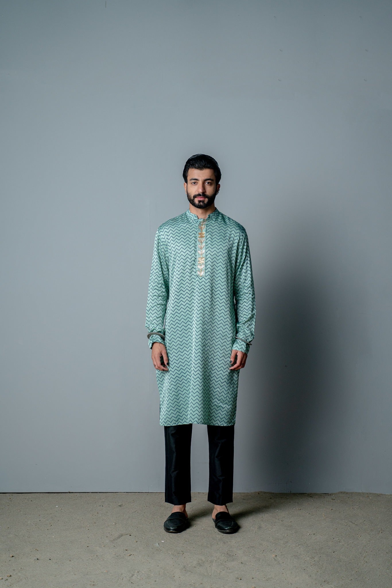 AQUA ZIG ZAG KURTA SET