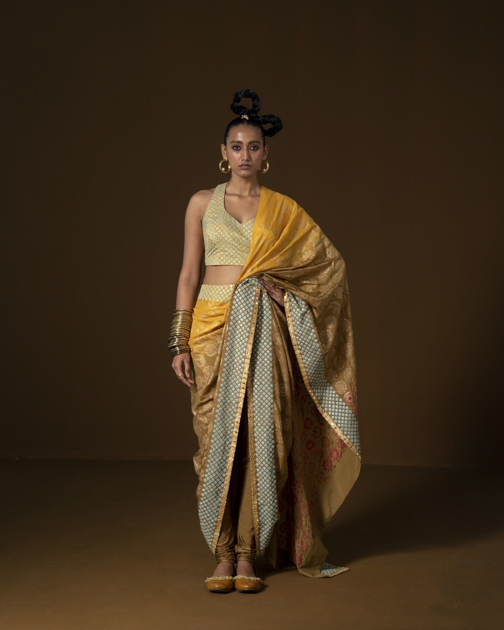 CHAKRA PHOOL SARI YELLOW