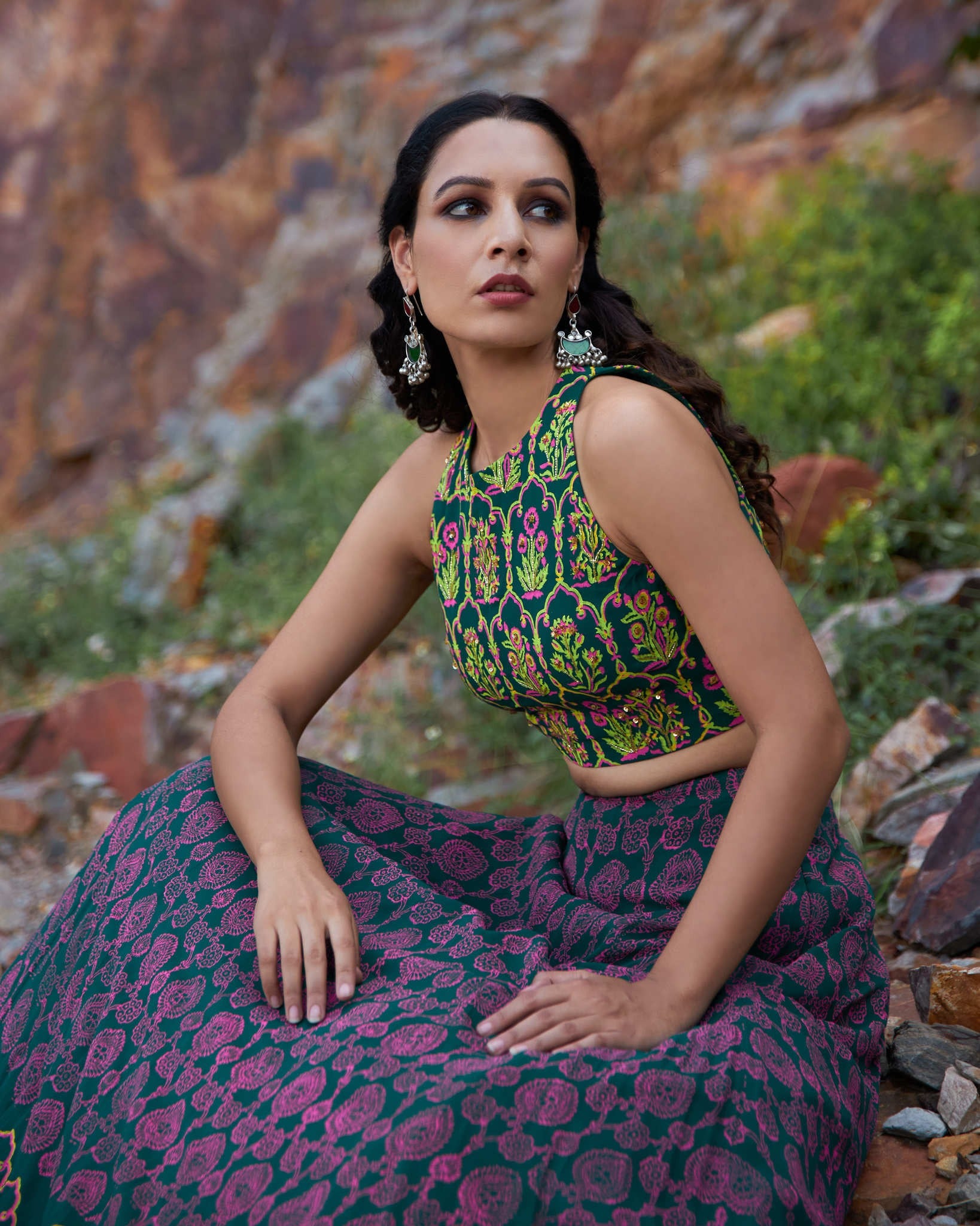 EMERALD MEHRAAB LEHNGA SET