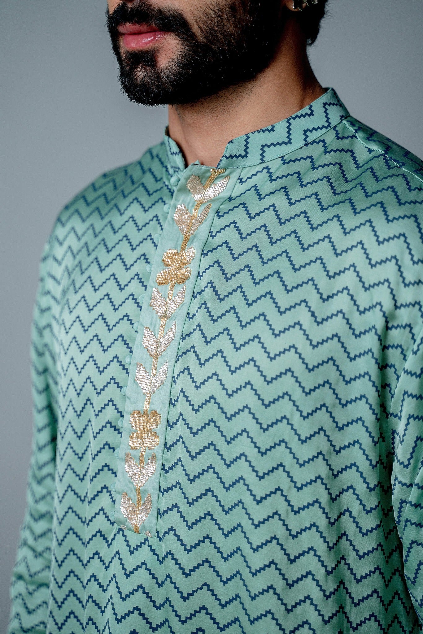 AQUA ZIG ZAG KURTA SET