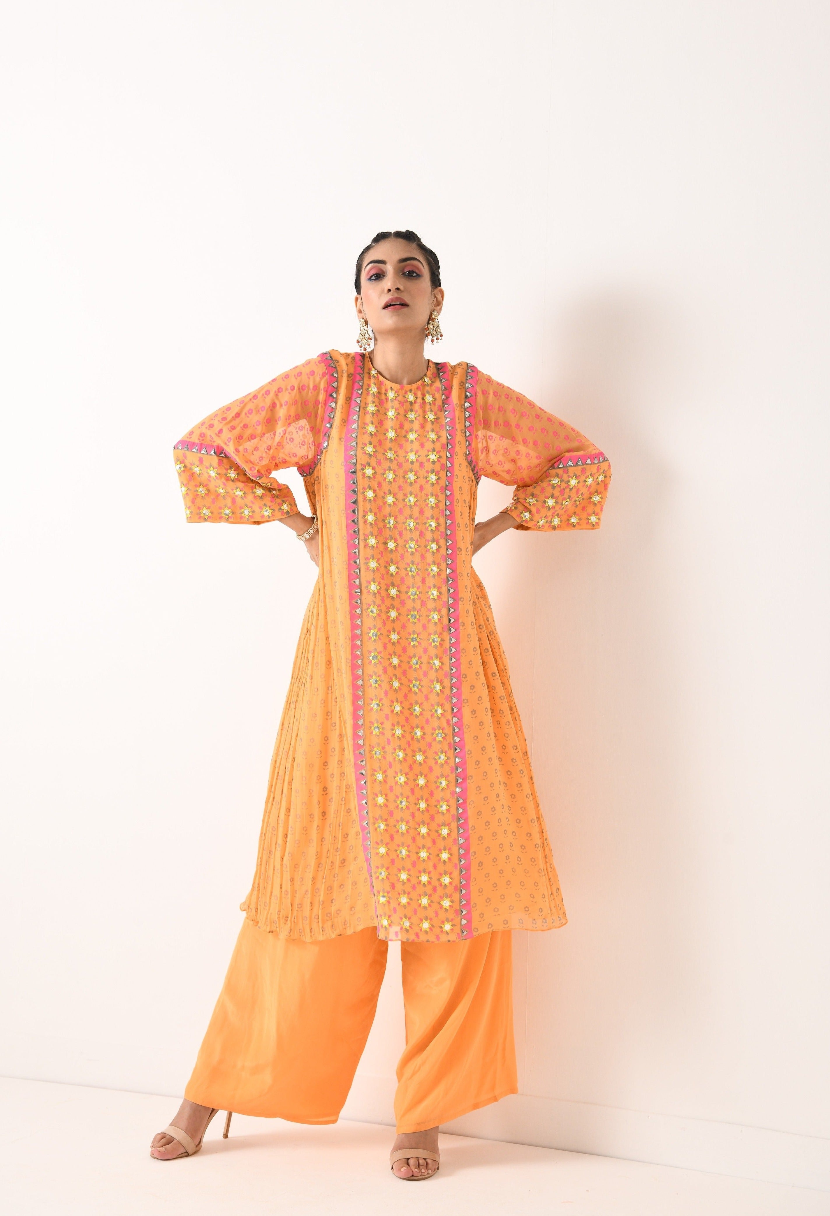 SORBET ORANGE STAR MOTIF CHOGA SET