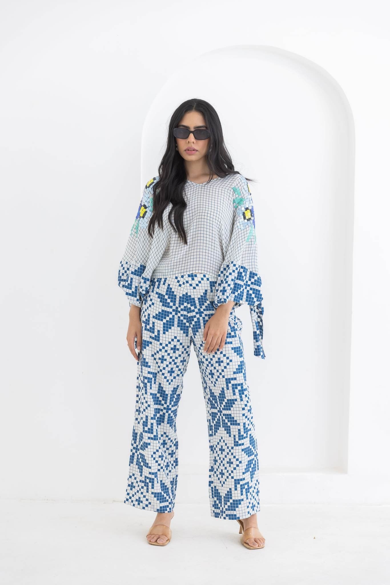 BLUE SLEEVE KNOT CO-ORD