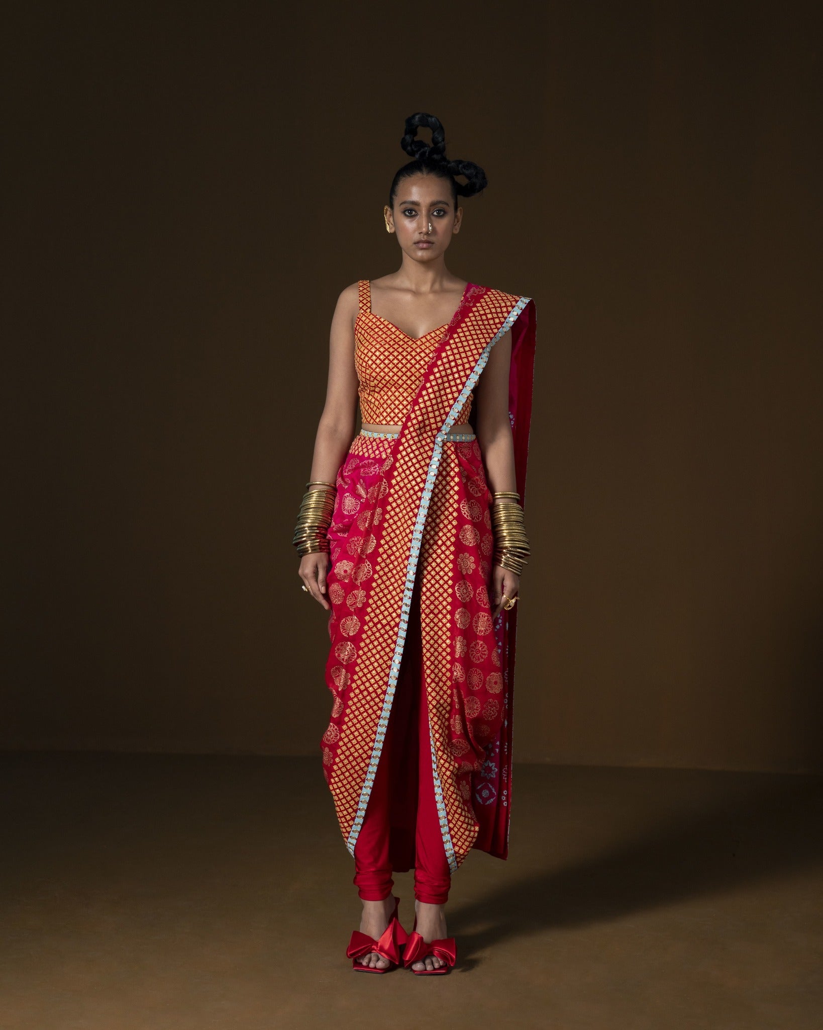 CHAKRA PHOOL SARI RED