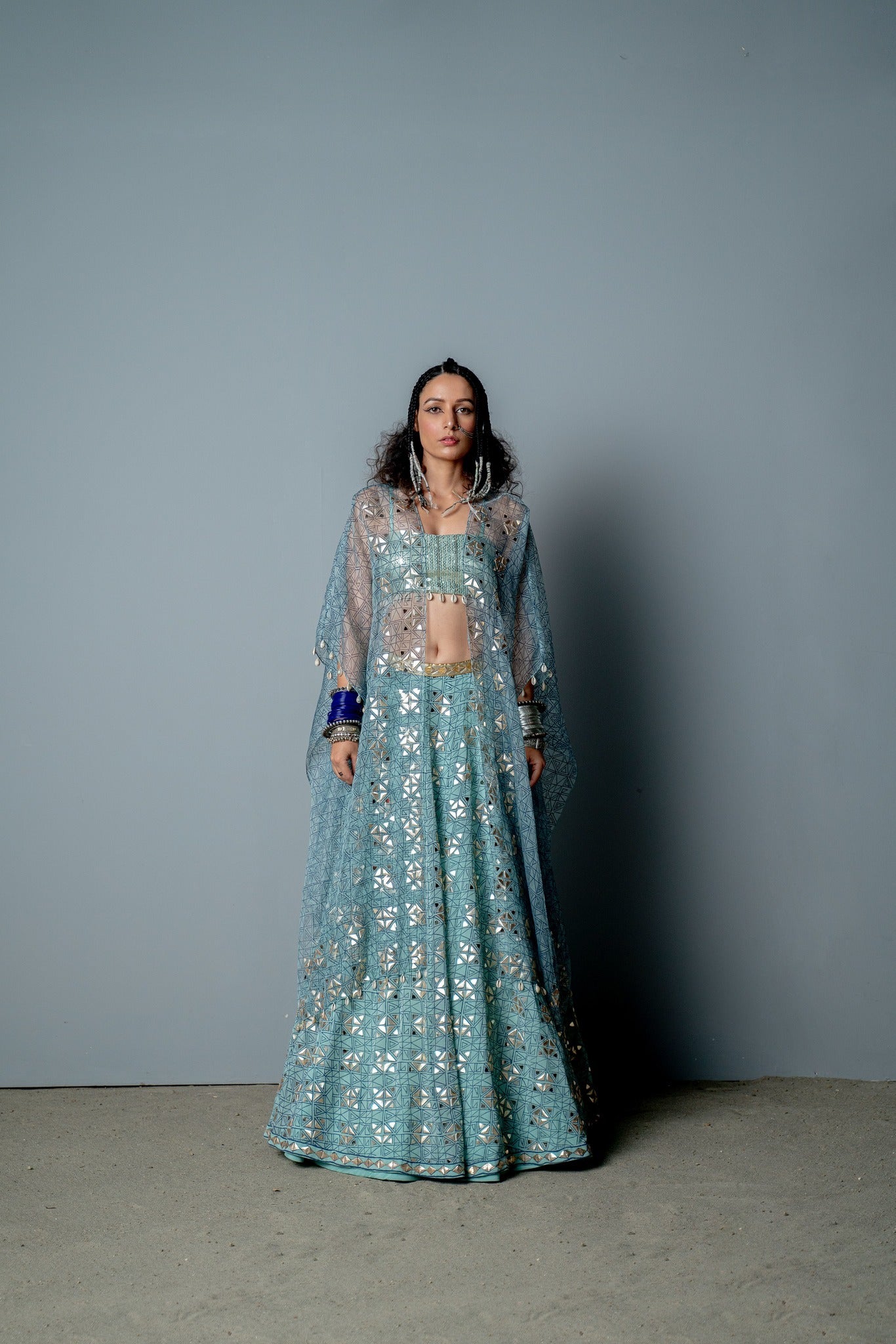 AQUA MOSAIC LEHNGA