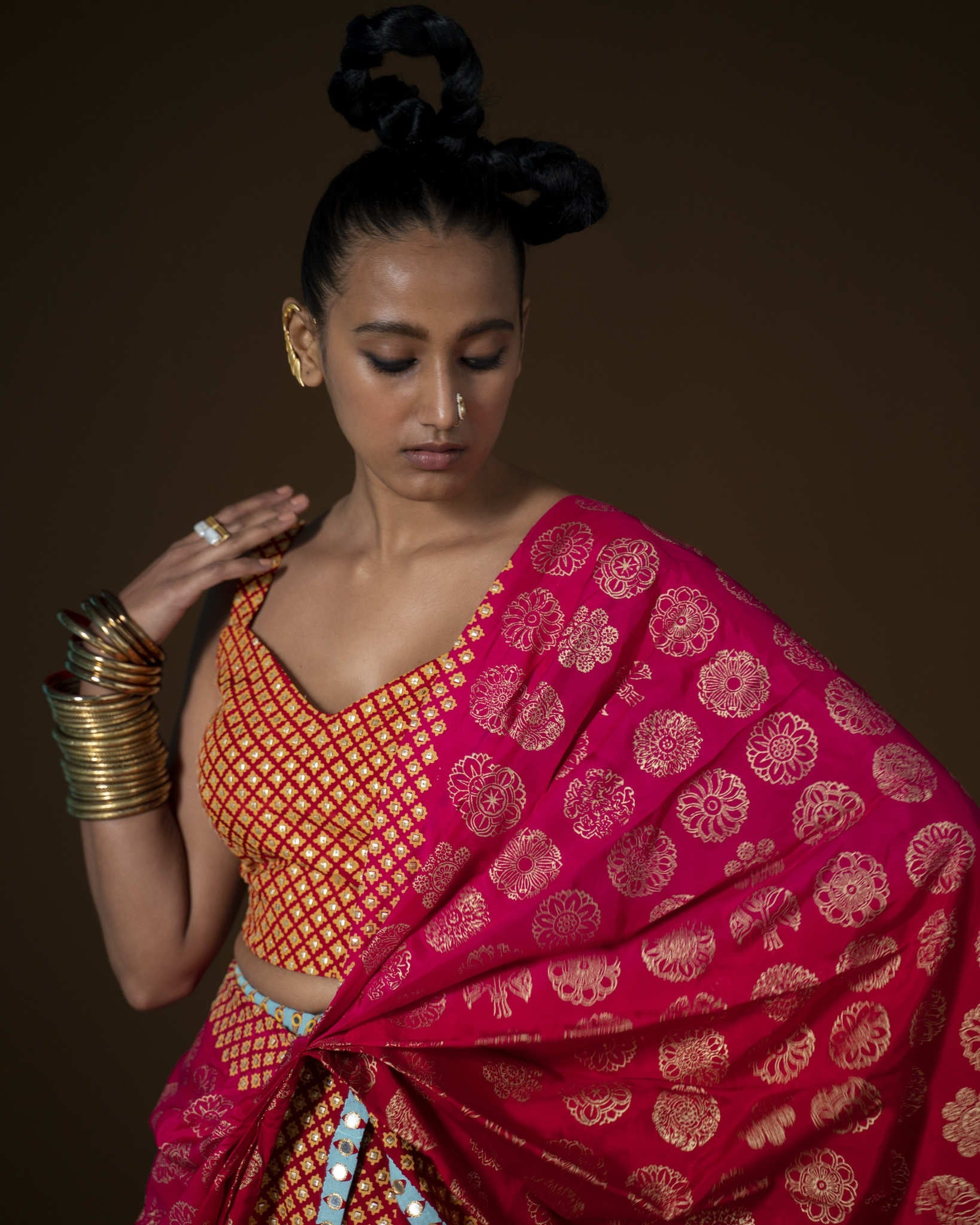 CHAKRA PHOOL SARI RED