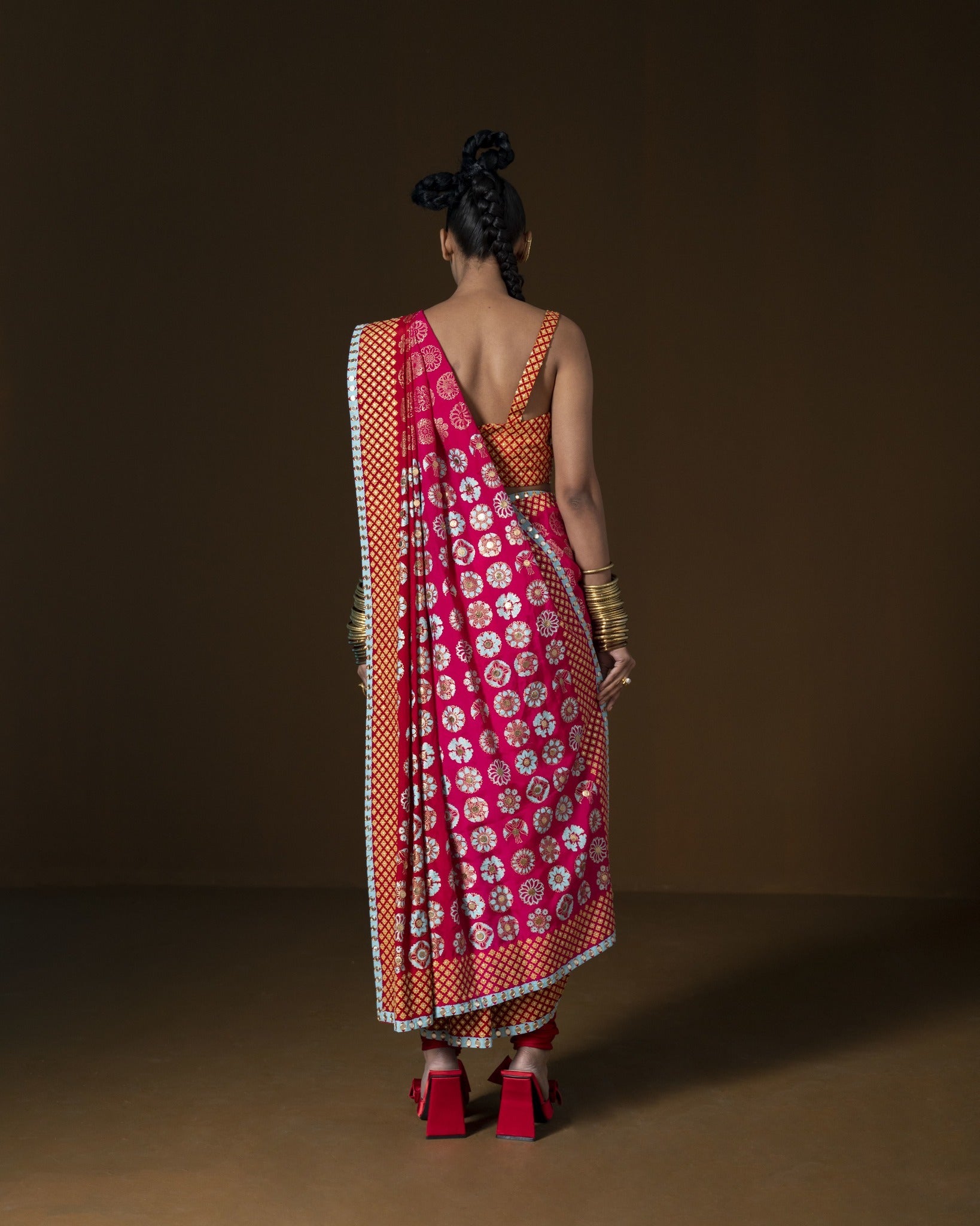 CHAKRA PHOOL SARI RED