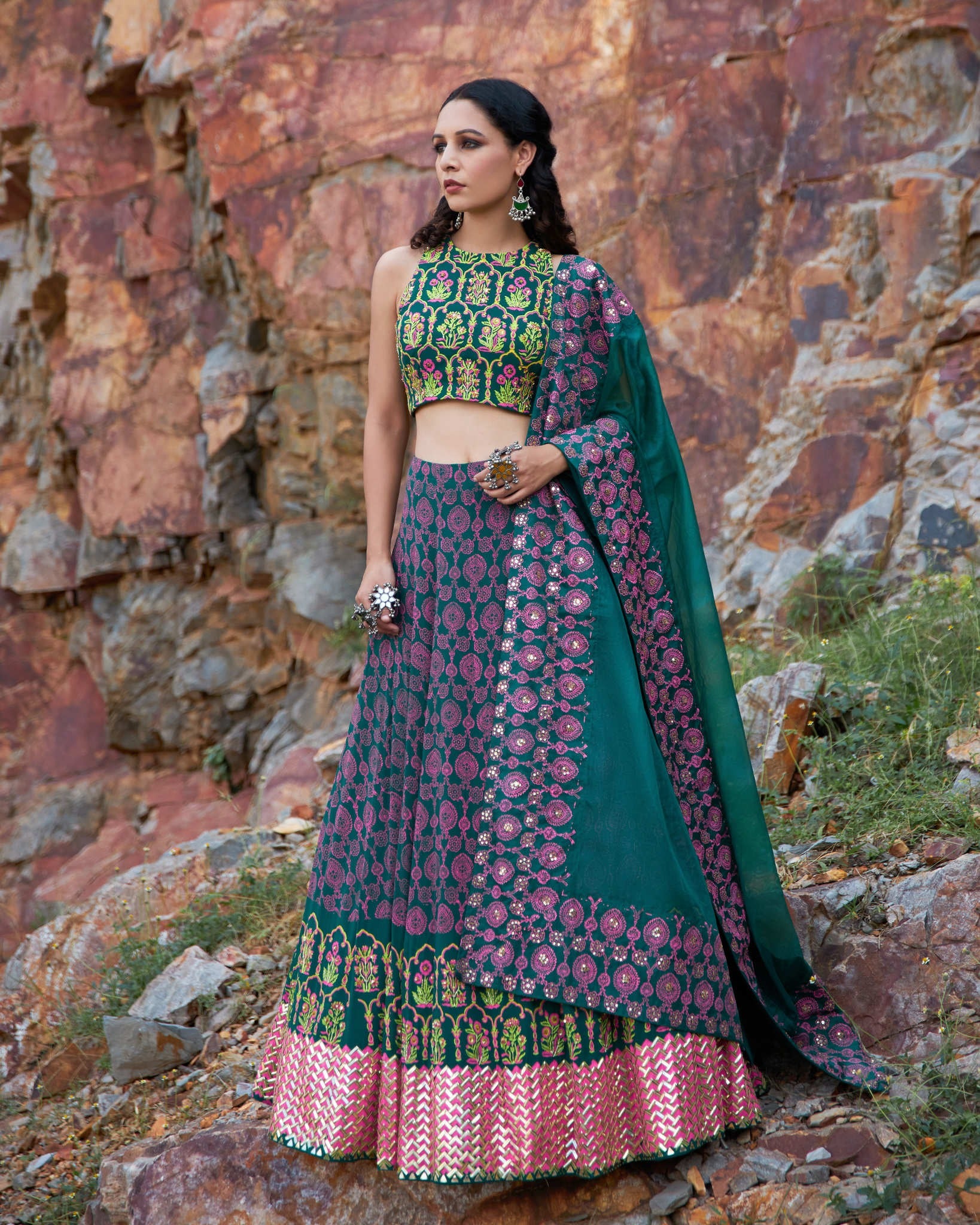 EMERALD MEHRAAB LEHNGA SET