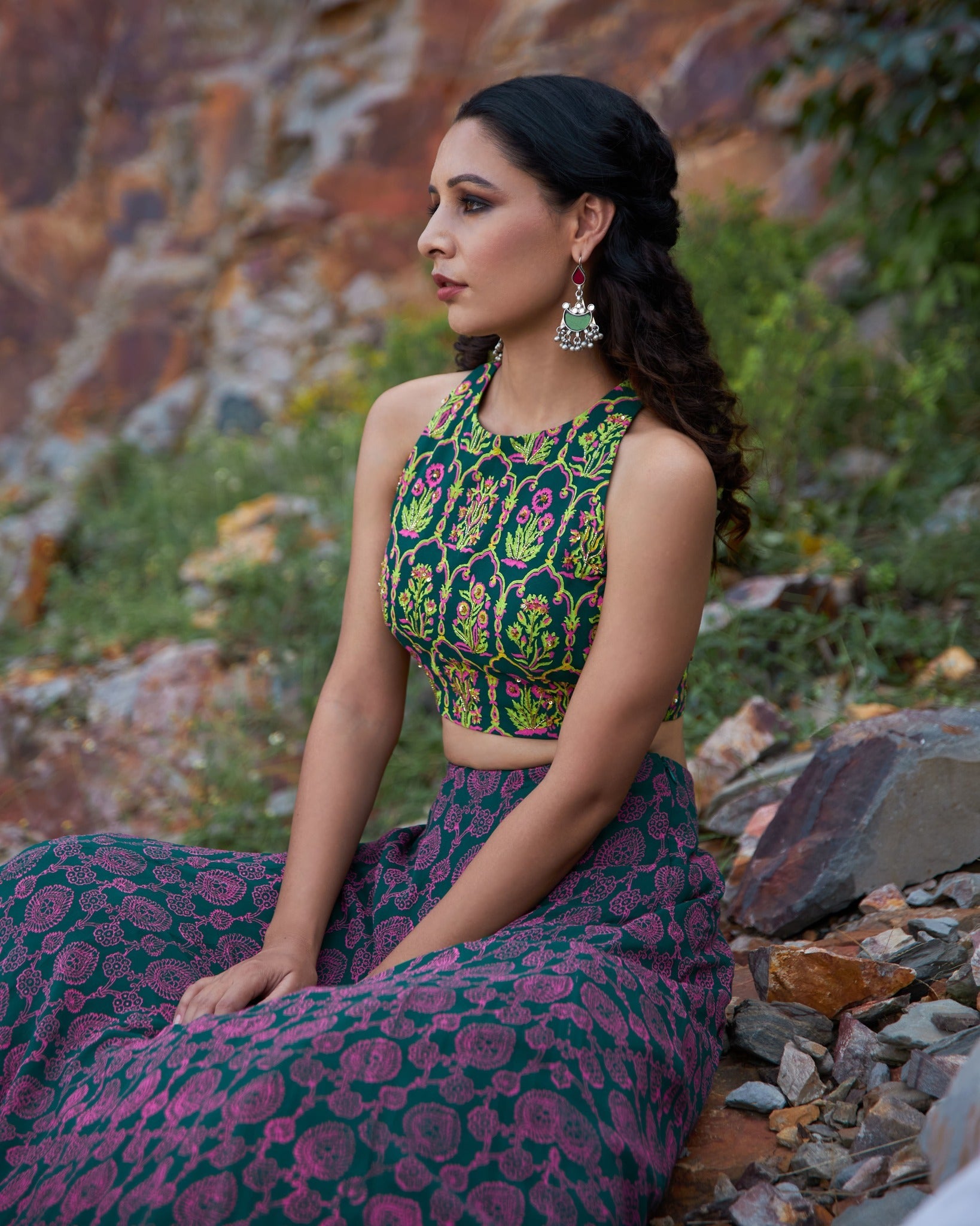 EMERALD MEHRAAB LEHNGA SET