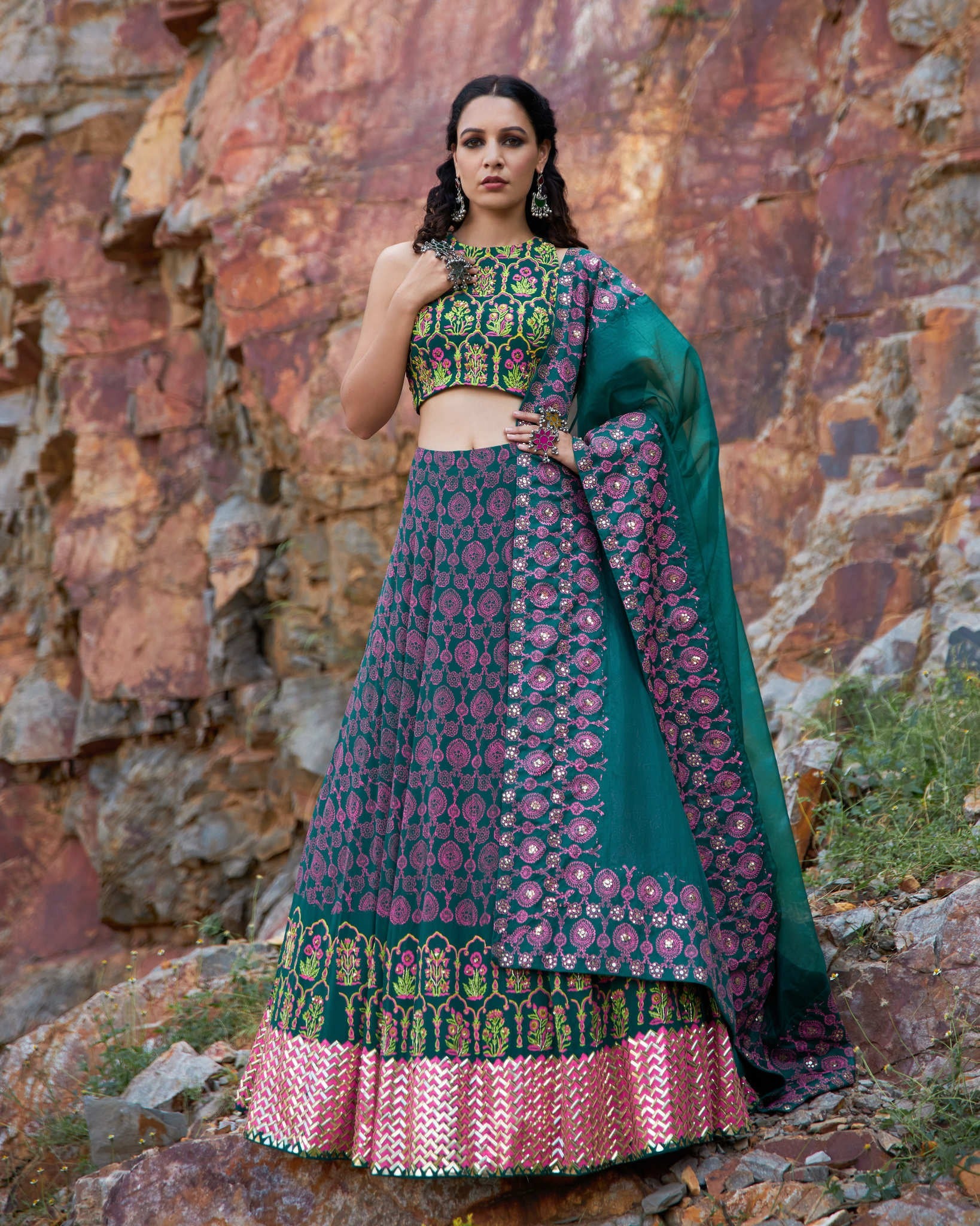 EMERALD MEHRAAB LEHNGA SET