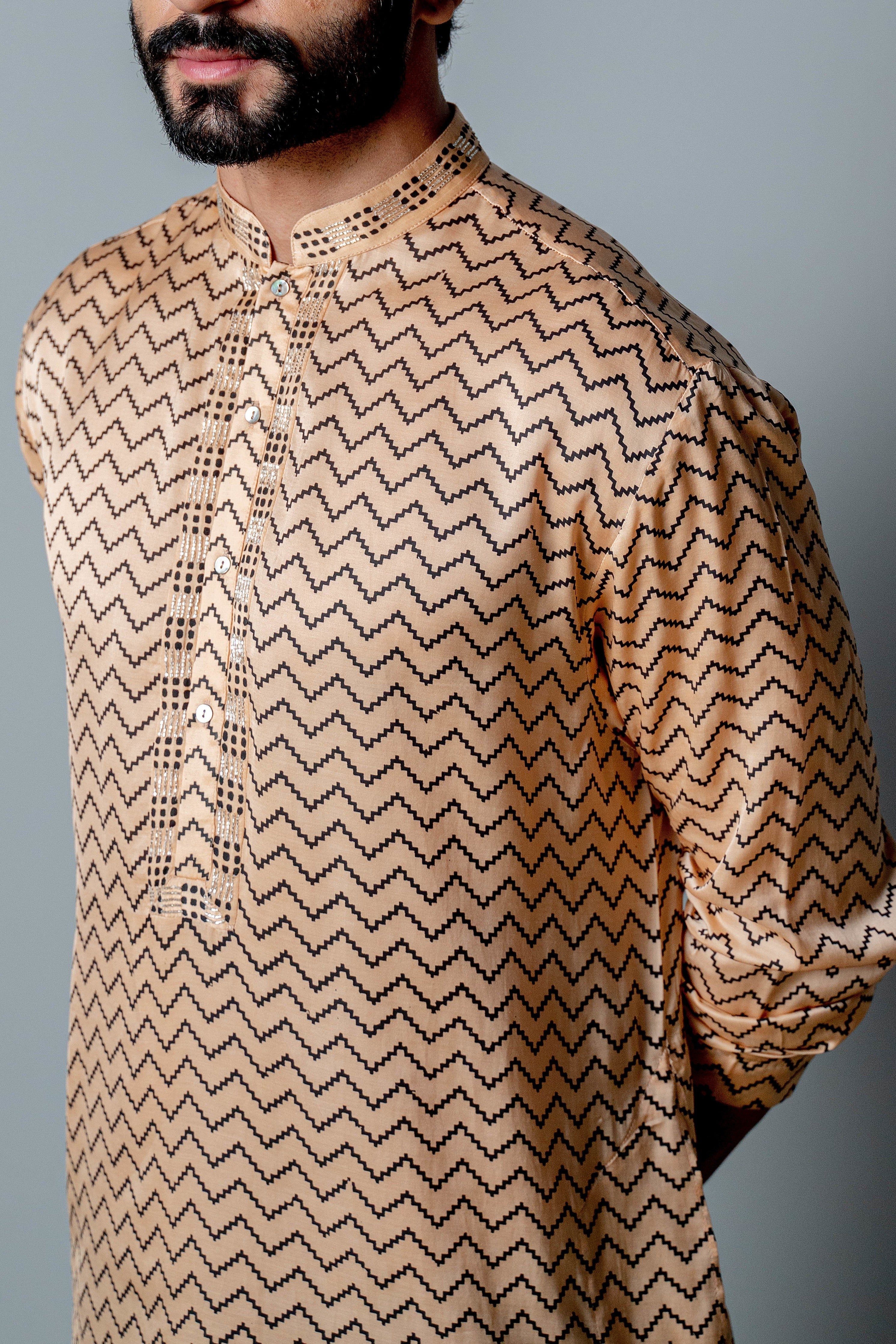 NUDE ZIG ZAG KURTA SET